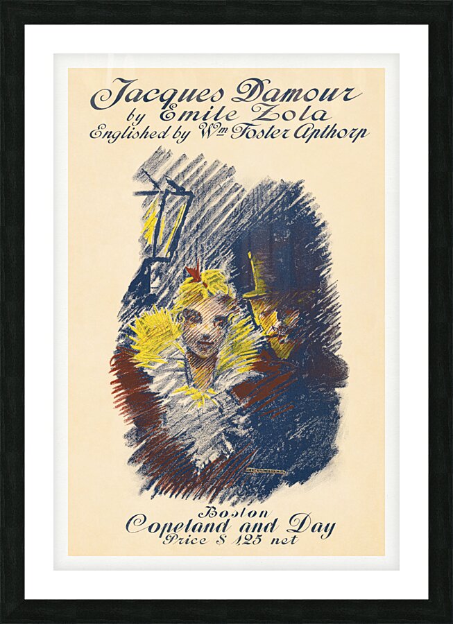 Jacques Damour 1896 poster of a man and a woman by Ethel Reed.  Picture Frame print