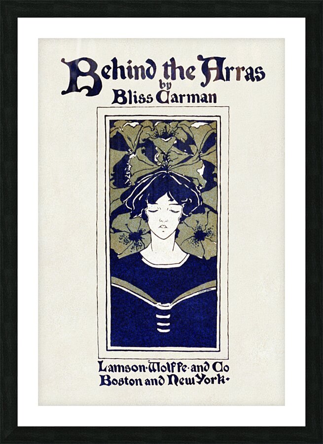 Behind the Arras 1895 vintage poster of a woman by Ethel Reed.  Picture Frame print