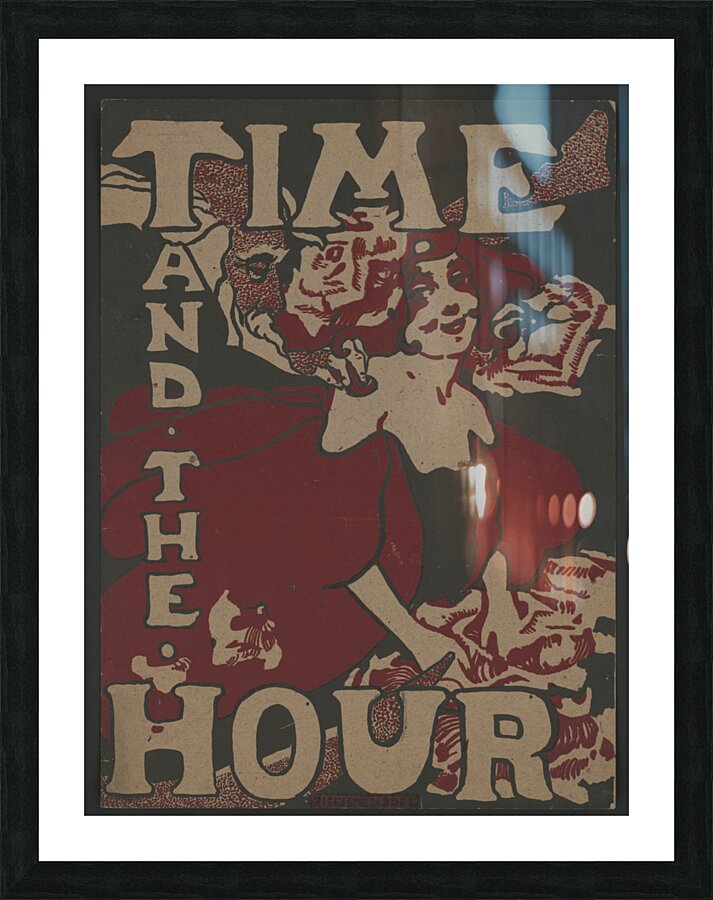 Poster shows Father Time with a young woman 1895 print by Ethel Reed. Picture Frame print
