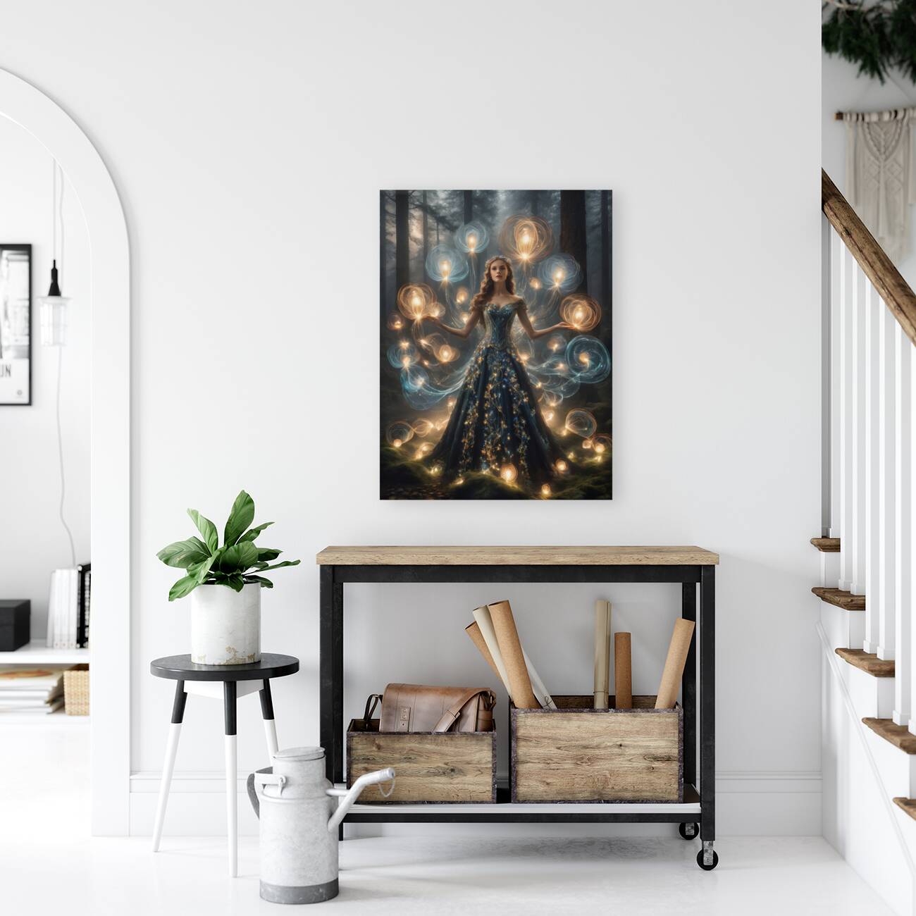 In a Mystical Forest Lady Essence Weaving With the Night By ISHISH Reproduction