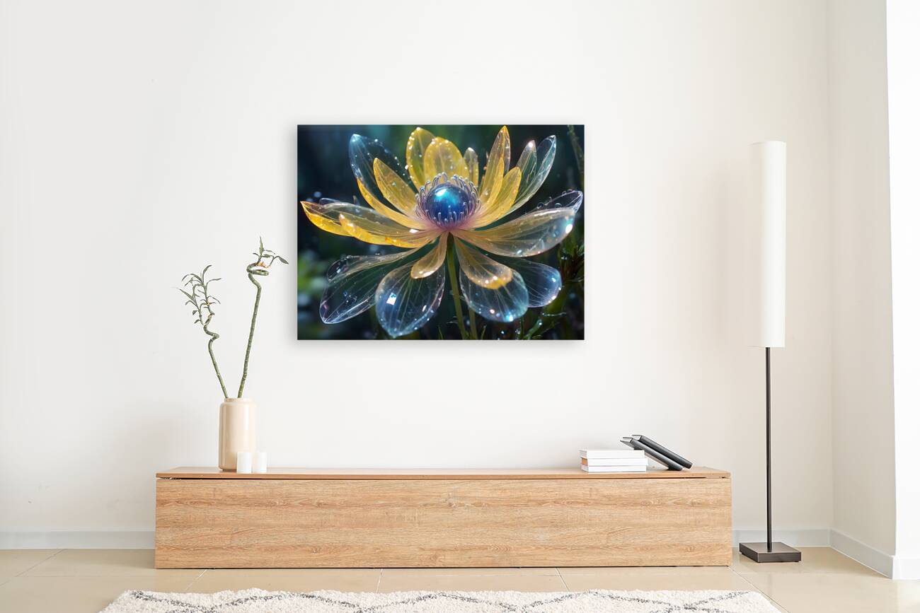 Blue Rain Crystal Flower By ISHISH Reproduction