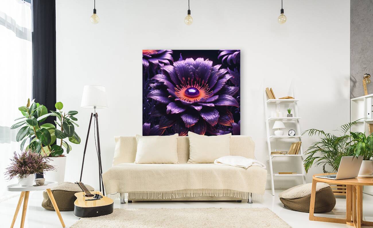 Glowing Ultraviolet Punk Flower By ISHISH Reproduction