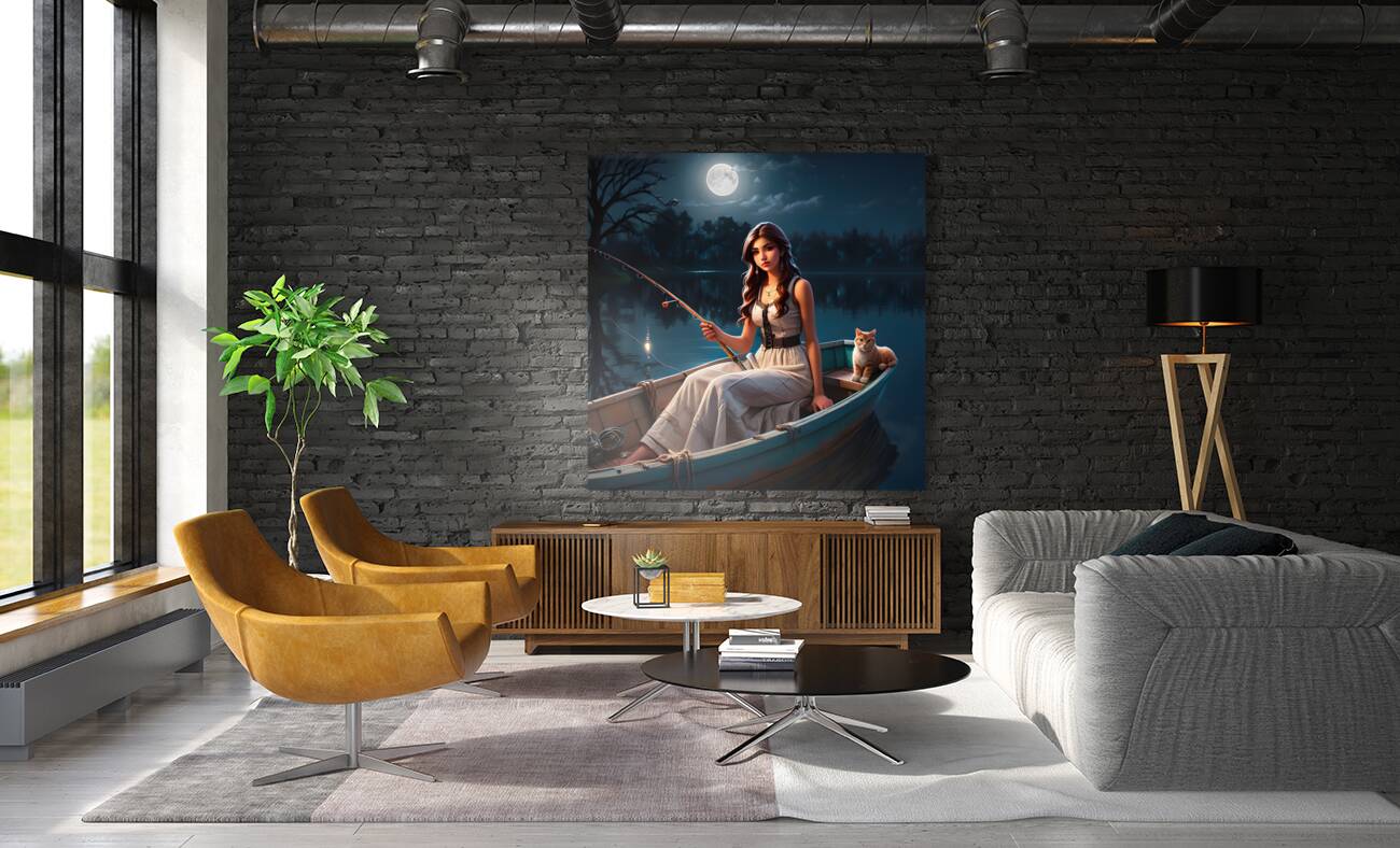 A Girl On A Fishing Boat By ISHISH Reproduction