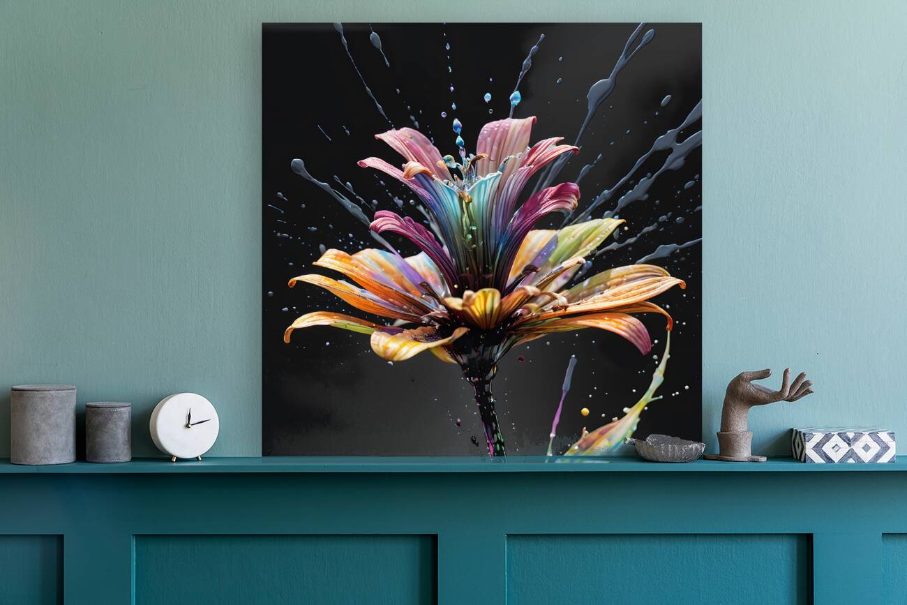 Zebra Stripe Splash Flower By ISHISH Reproduction