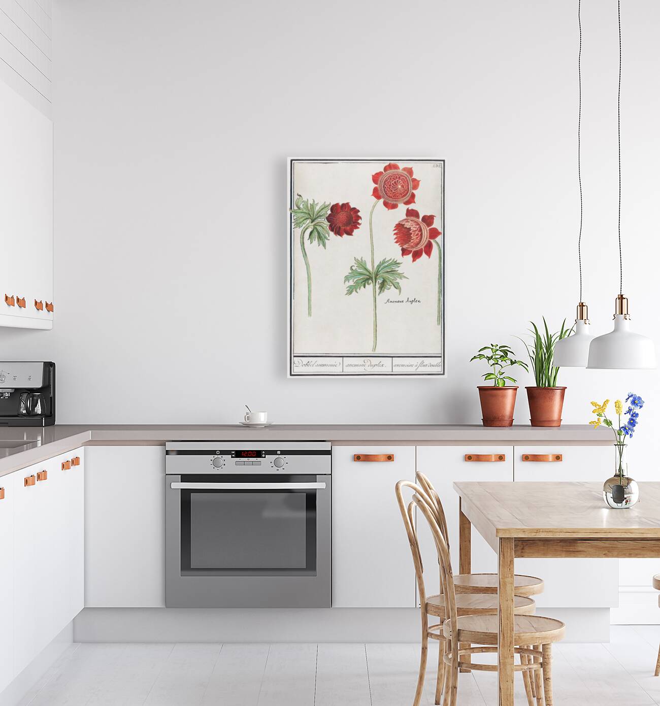 Peony and anemone in vintage style Reproduction