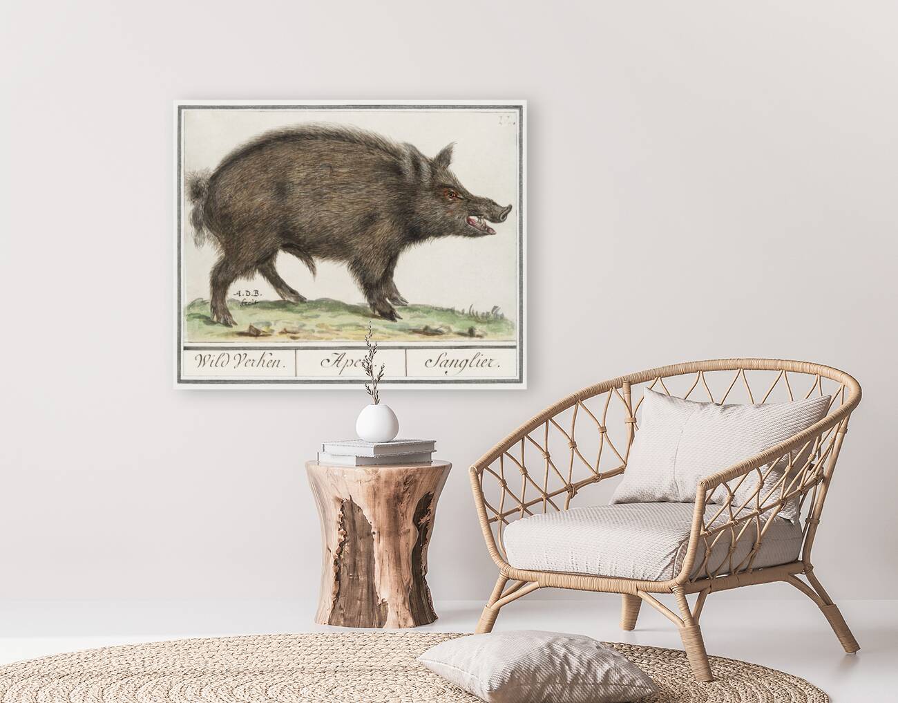 Wild boar in vintage style Reproduction