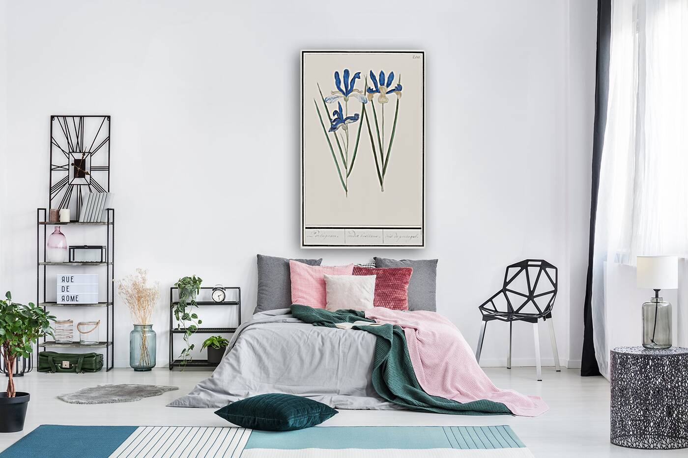 Blue iris in vintage style Reproduction