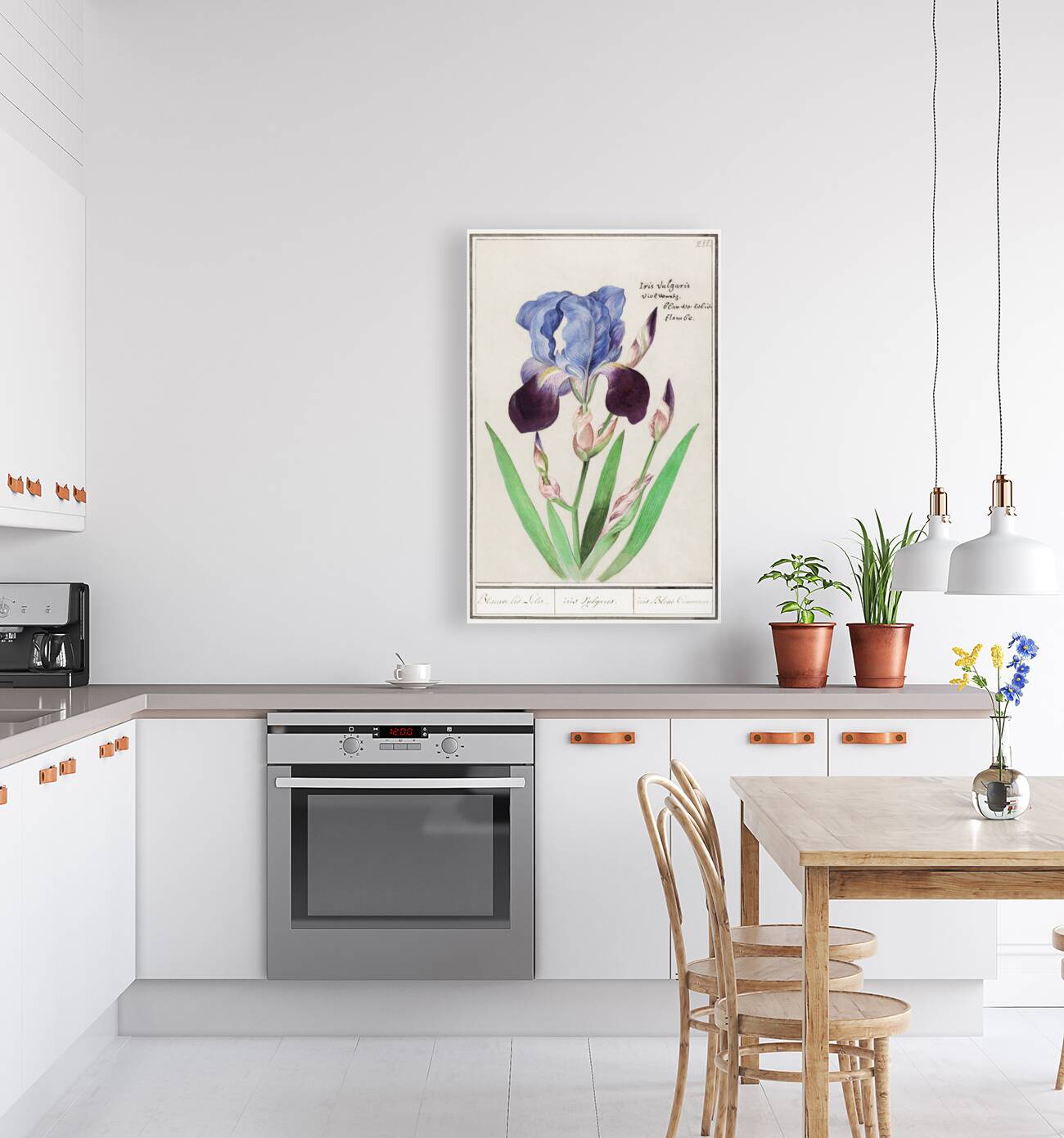 Purple iris in vintage style Reproduction