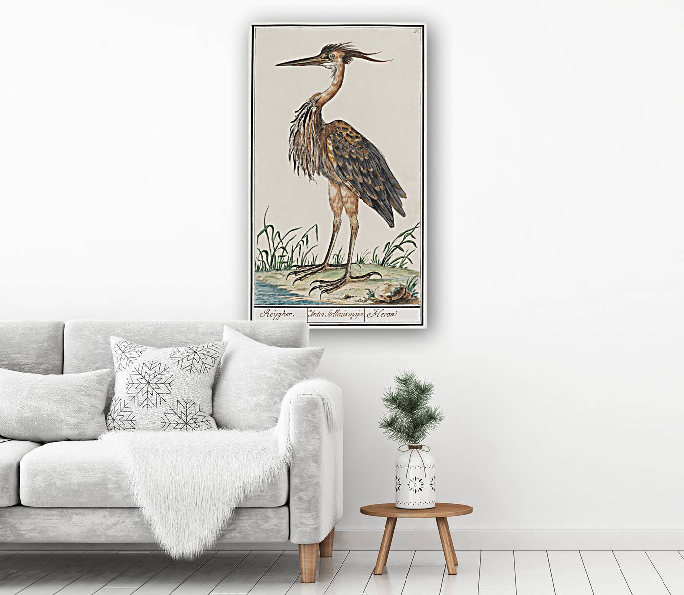 Purple heron in vintage style Reproduction