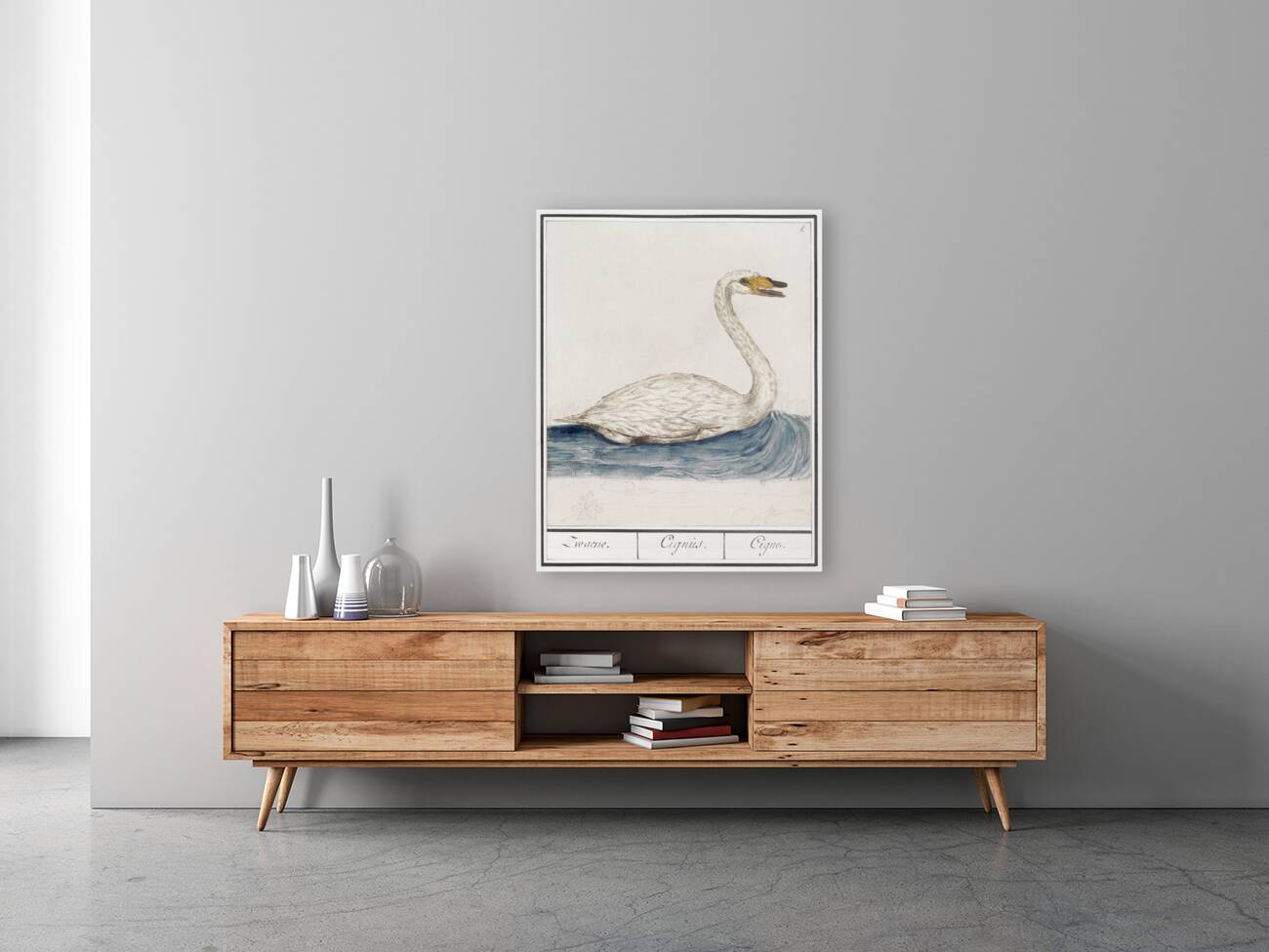 Wild swan in vintage style Reproduction