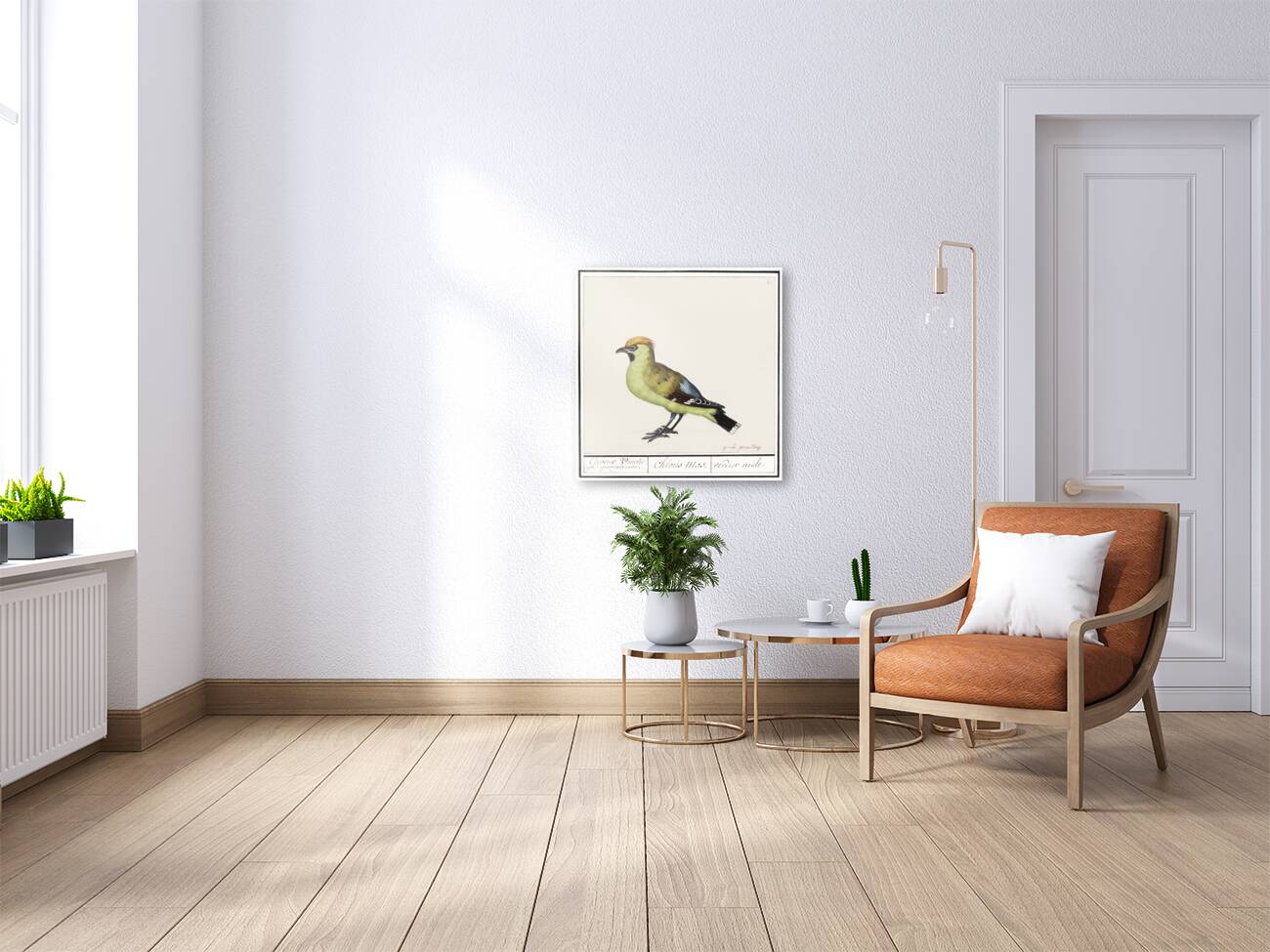 Bohemian waxwing in vintage style Reproduction