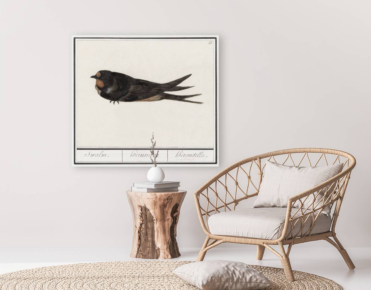 Barn swallow in vintage style Reproduction