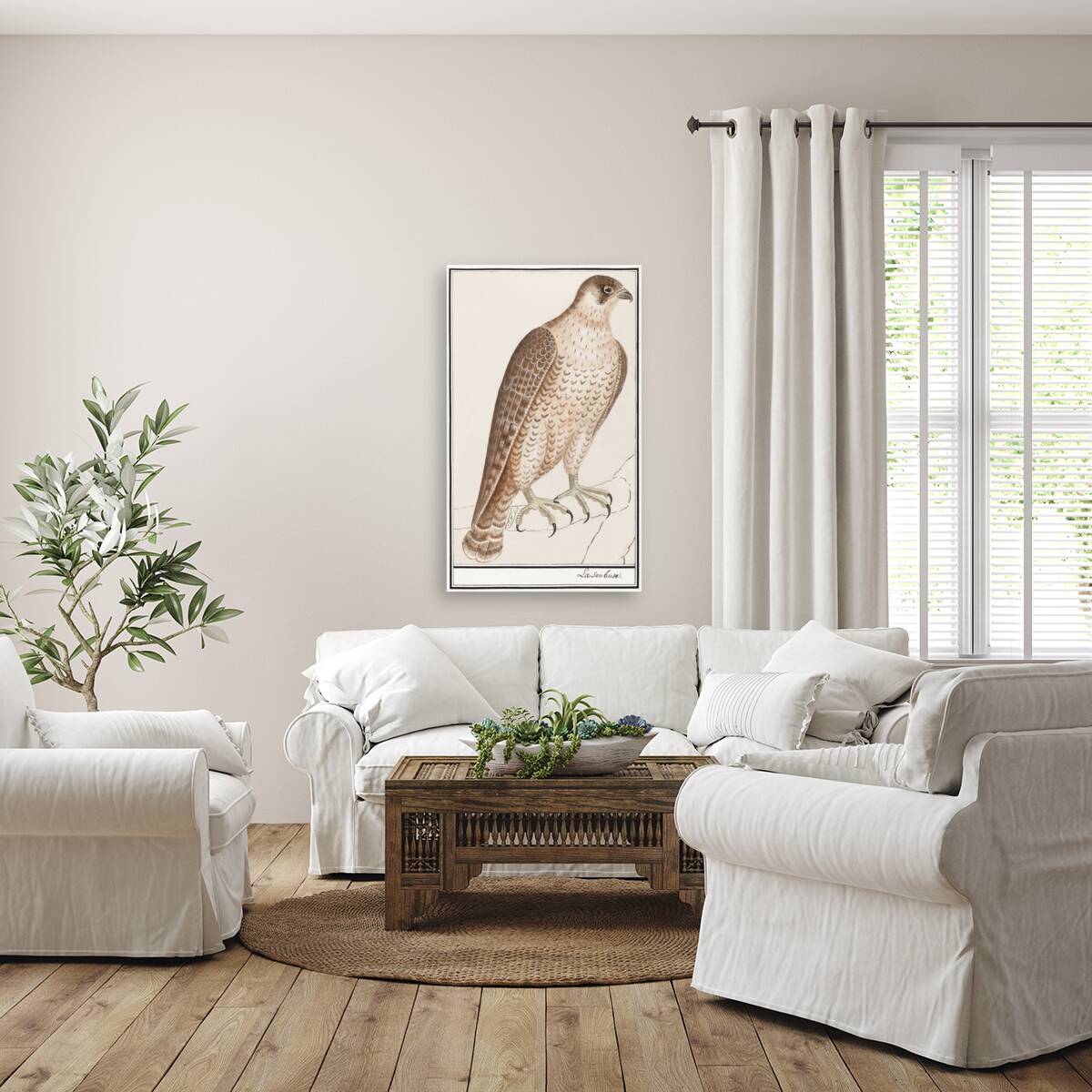 Saker falcon in vintage style Reproduction