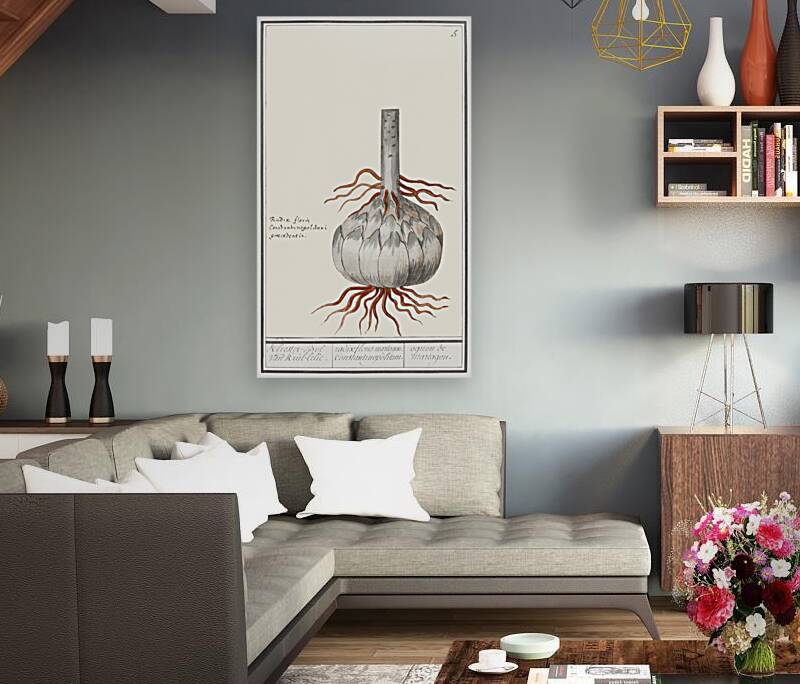 Globe of red lily in vintage style Reproduction