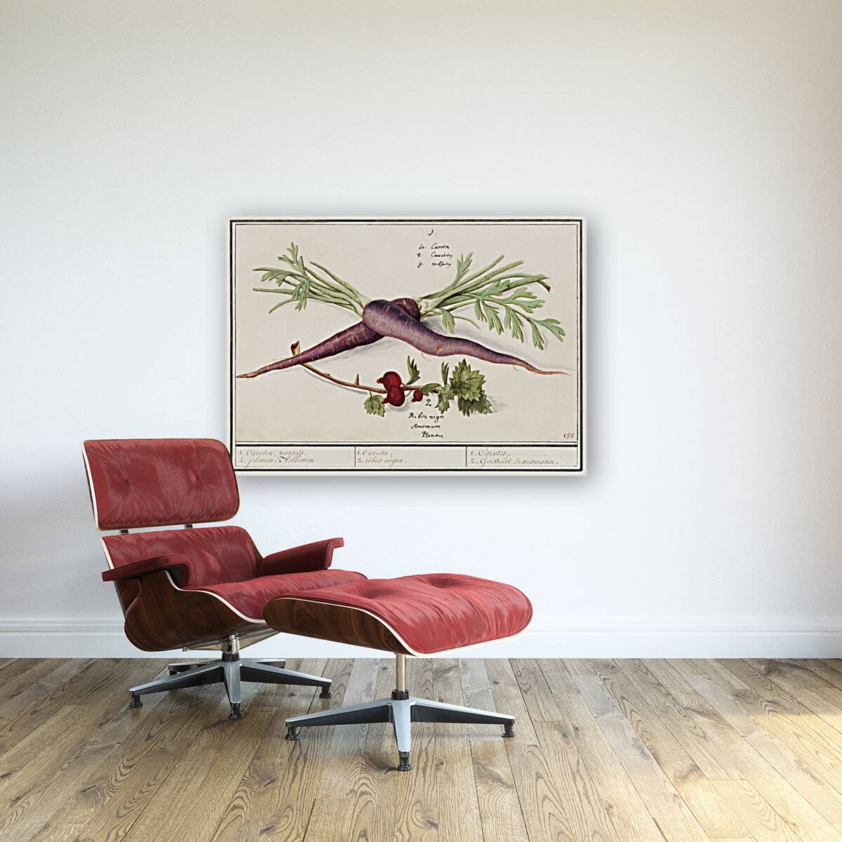 Carrot and red currant in vintage style Reproduction