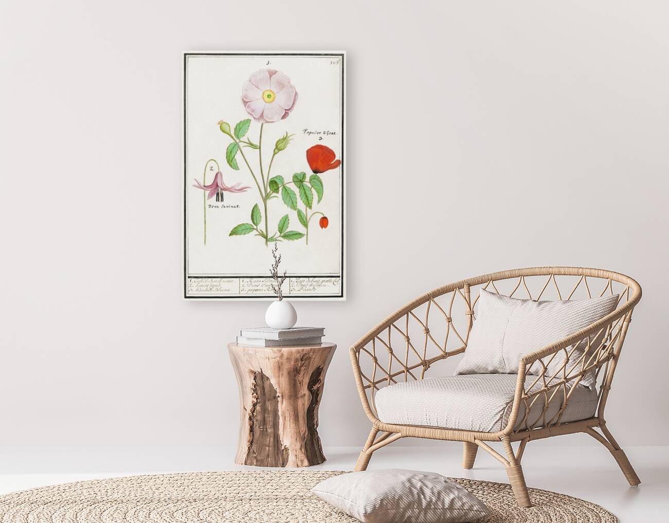 Dogstand flower wild rose and papaver Reproduction