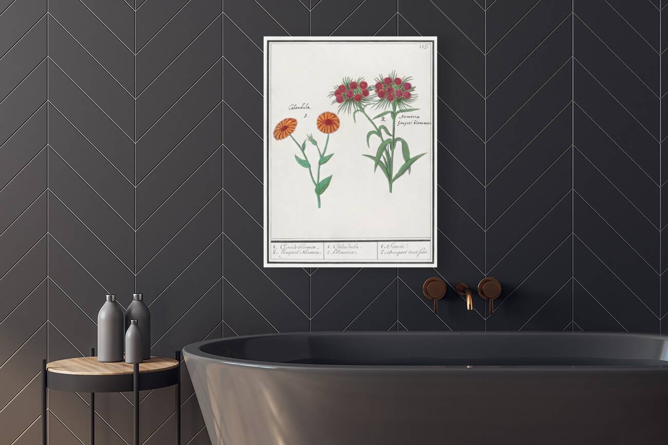 Marigold and daisy in vintage style Reproduction