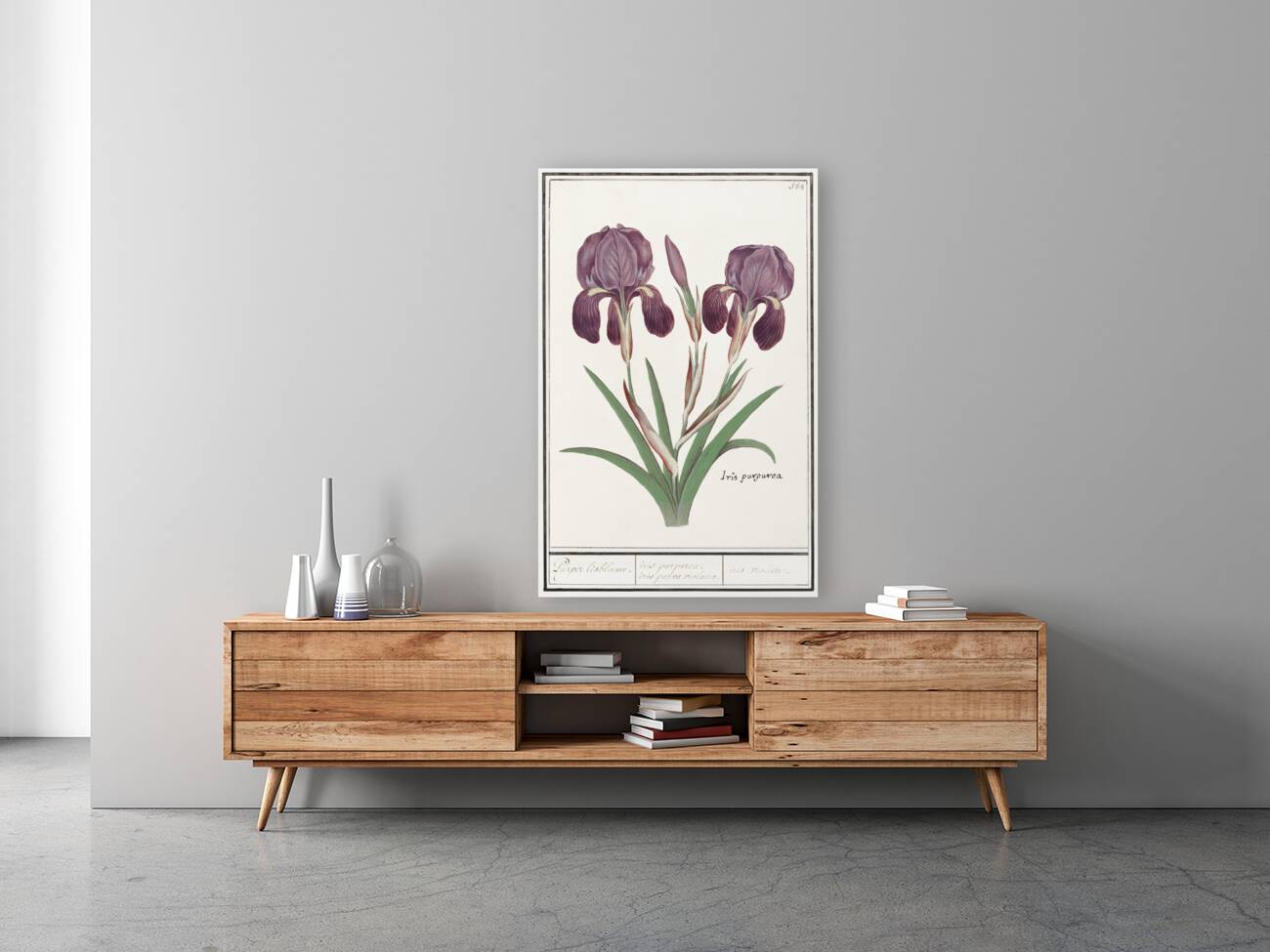 Purple iris in vintage style Reproduction