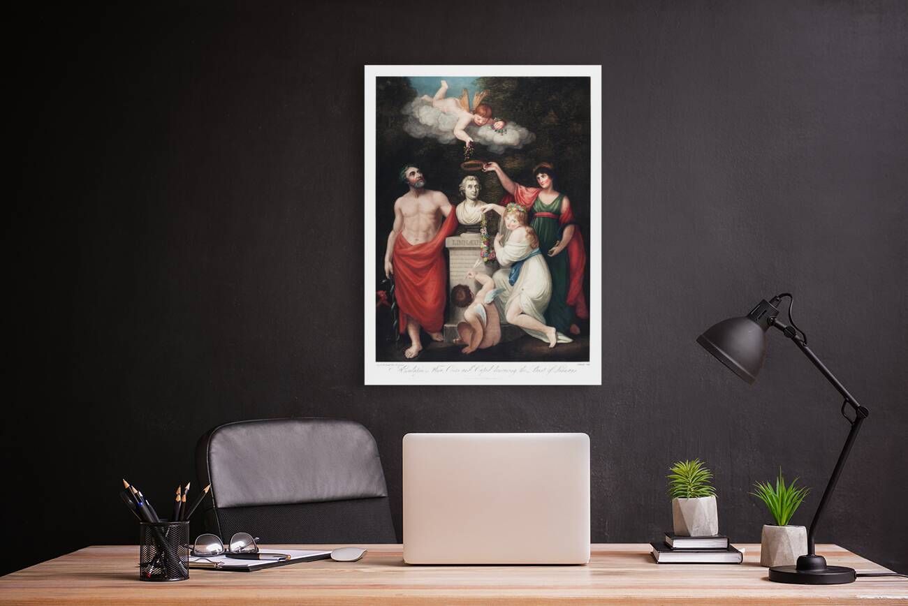 Flora Aesculapius Ceres with Cupid Honoring the Bust of Linnaeus Reproduction