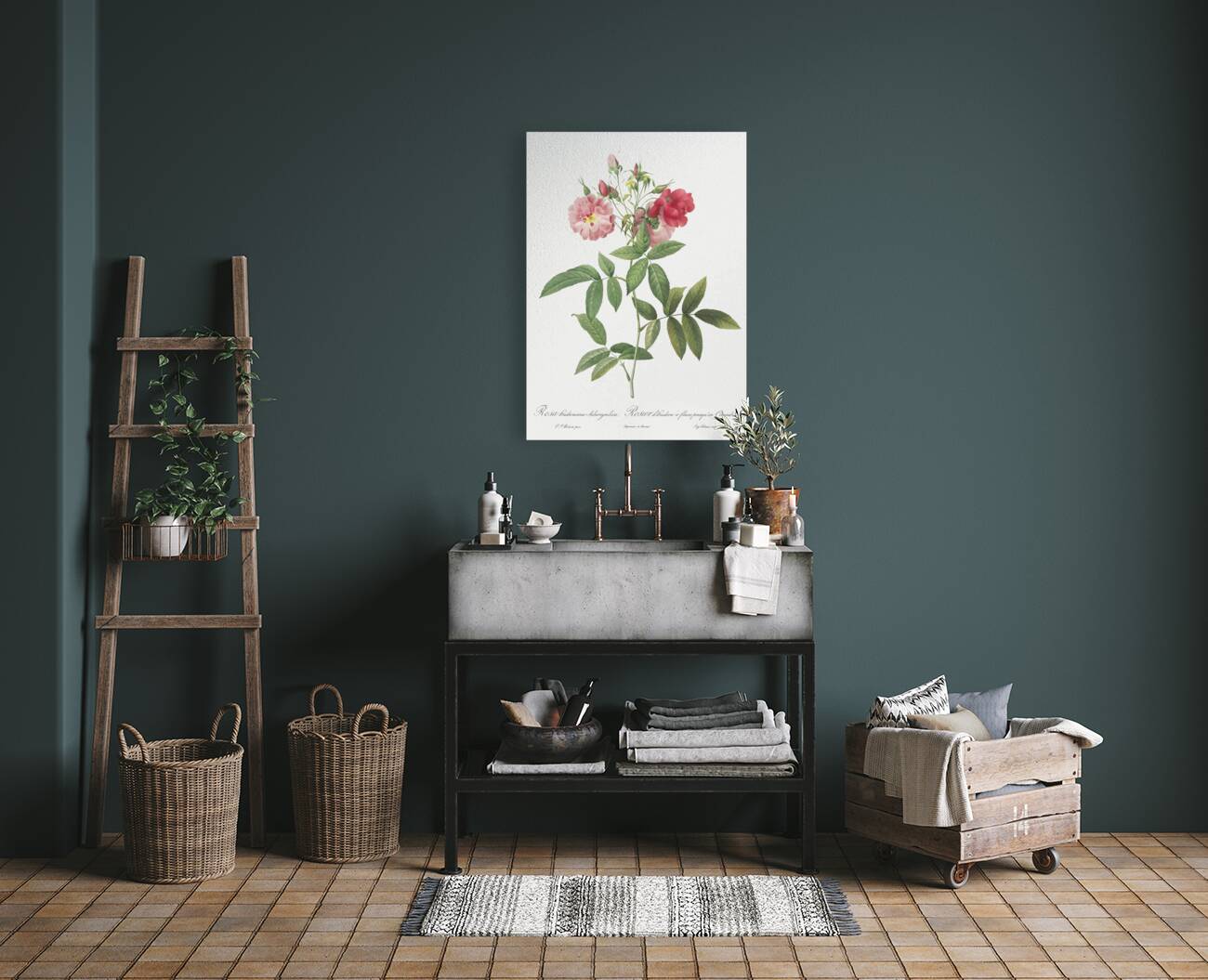 Hudson rose in bloom Reproduction