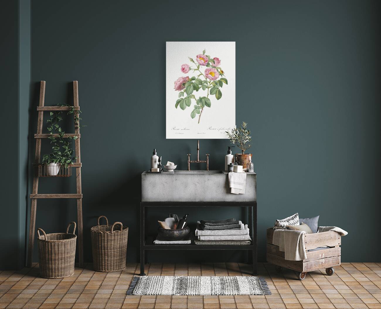 Pink roses in bloom Reproduction