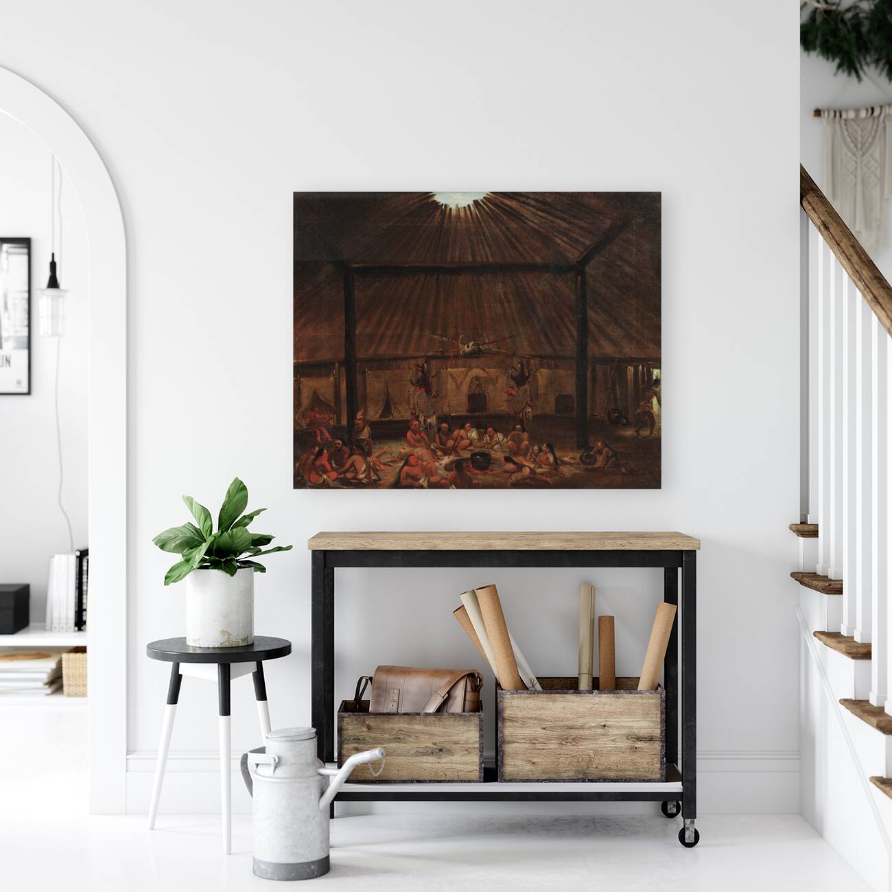 Interior Of A Mandan Lodge  Reproduction