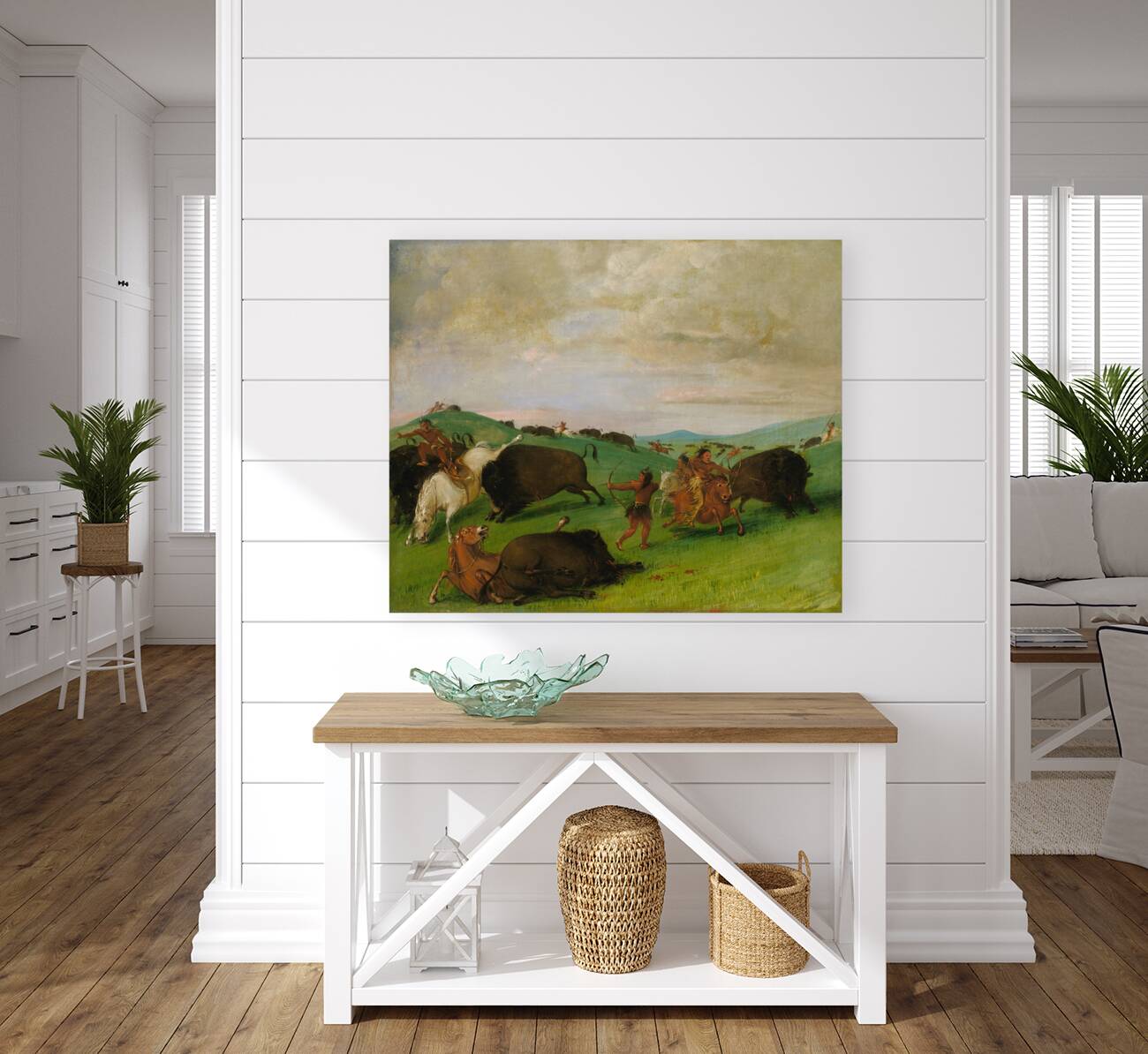 Buffalo Chase Bulls Making Battle With Men And Horses 1832-1833 Reproduction