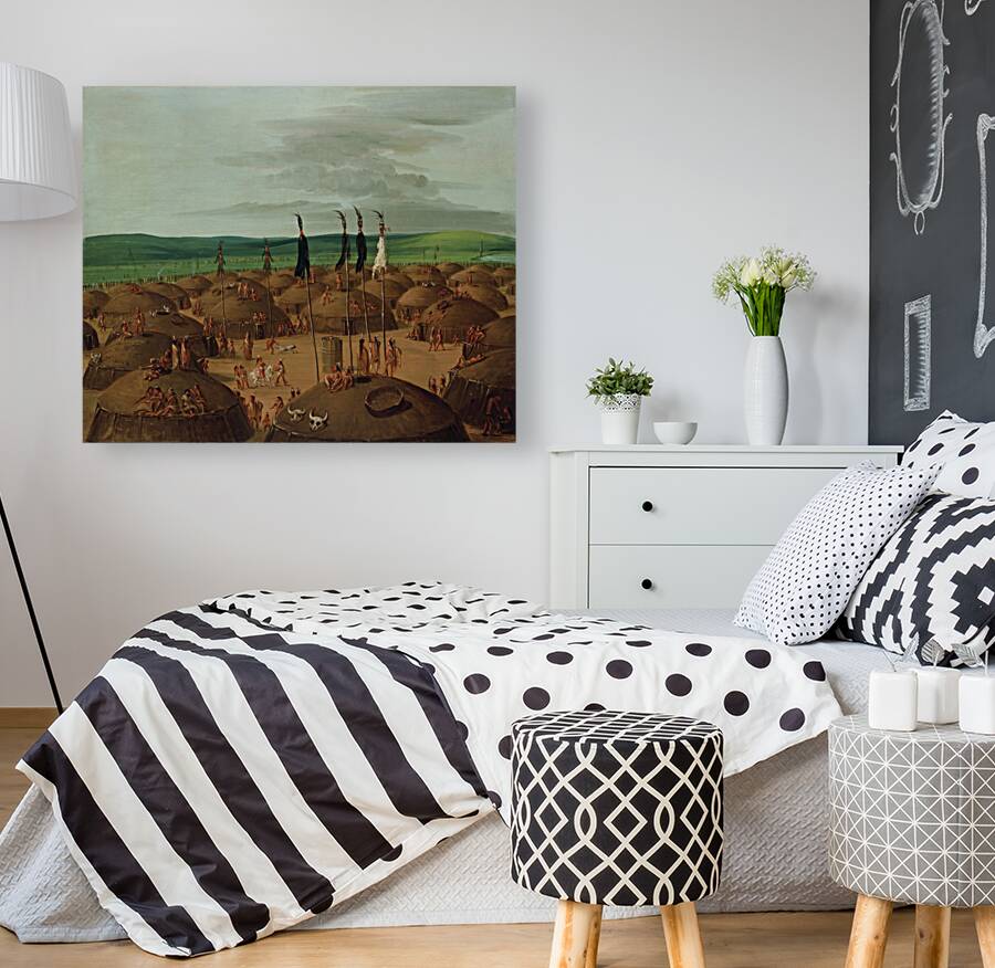 Bird’s-Eye View of The Mandan Village 1800 Miles Above St. Louis 1837-1839 Reproduction