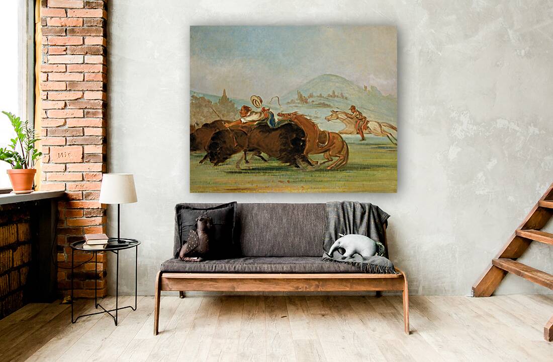 Batiste And I Running Buffalo Mouth of The Yellowstone 1832-1833 Reproduction