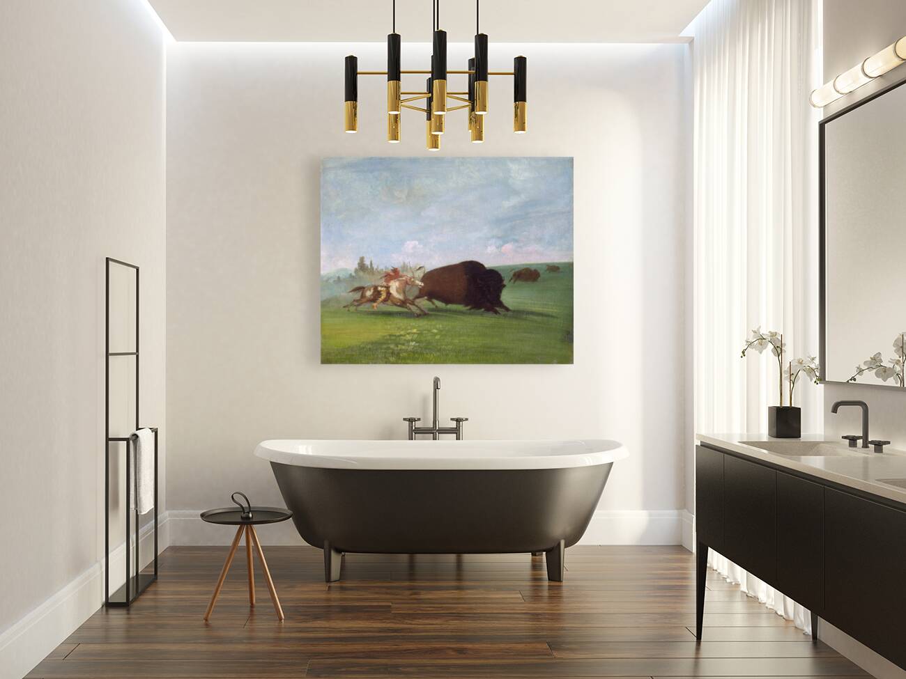 Buffalo Chase a Single Death 1832-1833 Reproduction