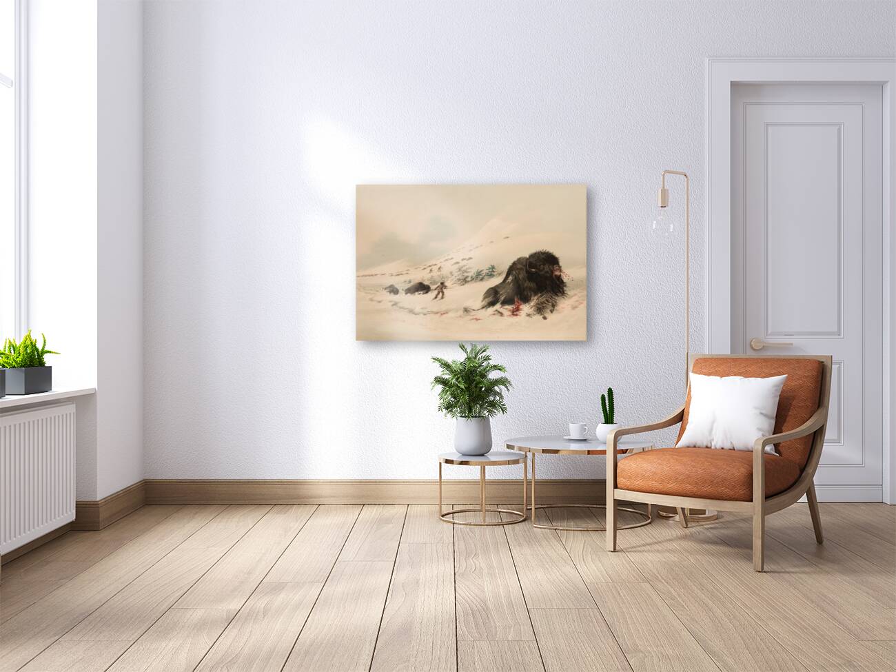 Buffalo Bull in Snow Drift 1844 Reproduction