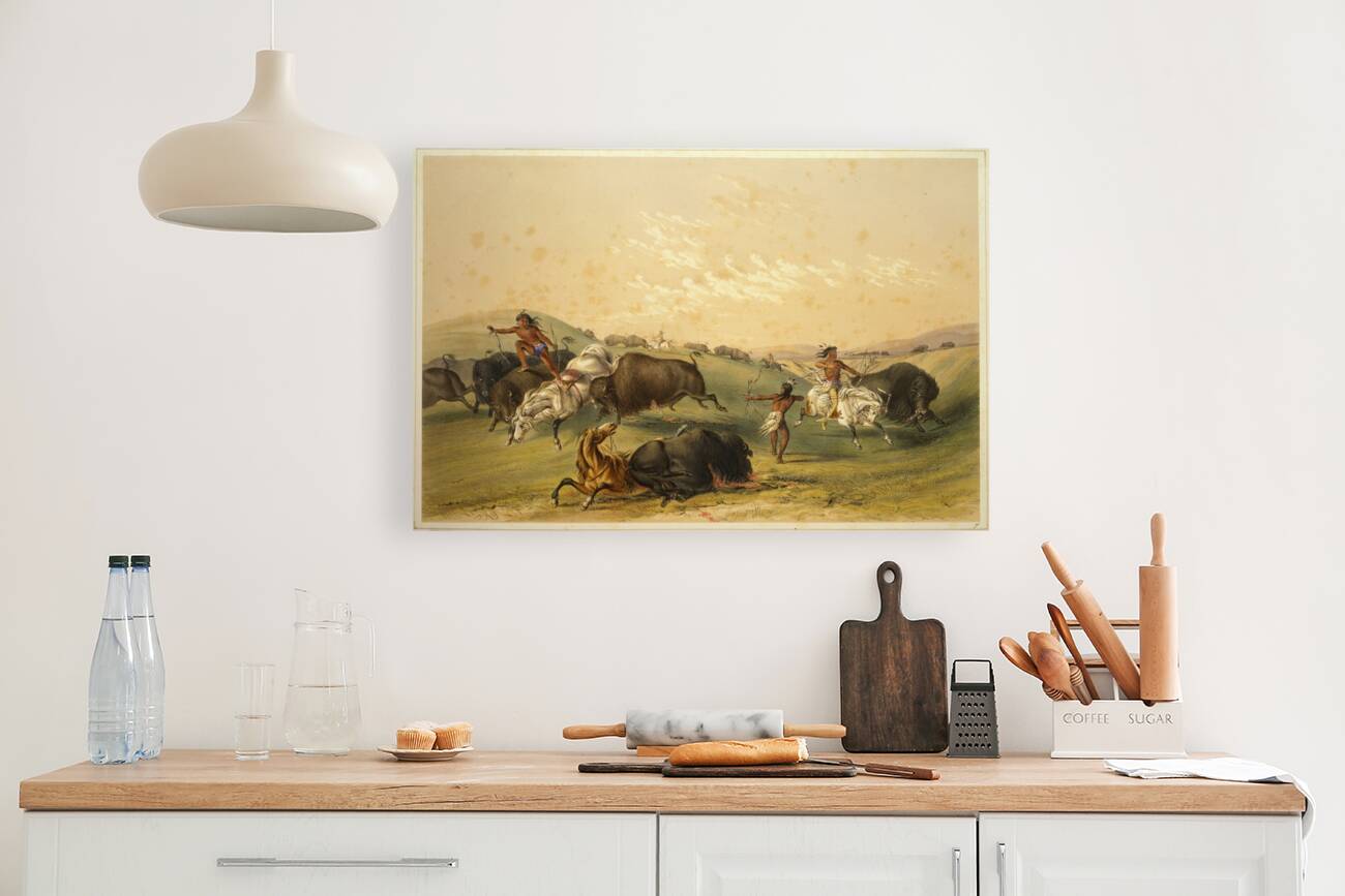 Buffalo Hunt A Numerous Group 1844 Reproduction