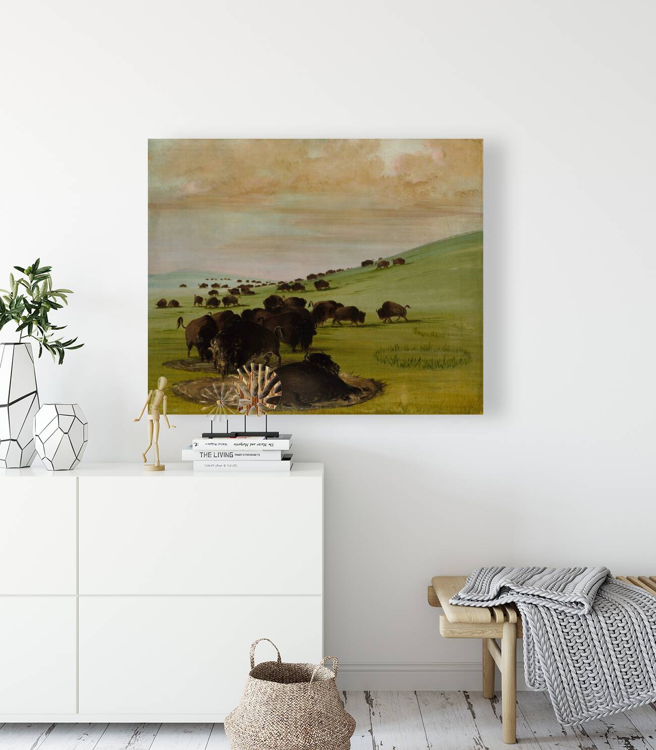 Buffalo Bulls in a Wallow 1837-1839 Reproduction