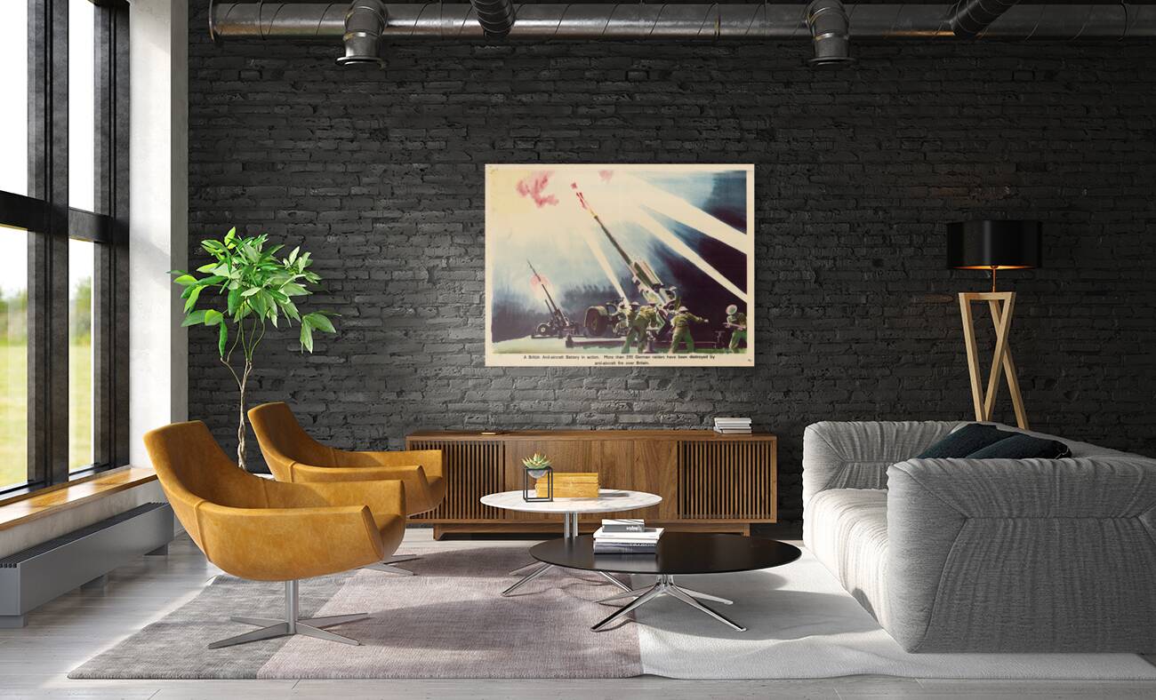 A British Anti-Aircraft Battery in Action Reproduction