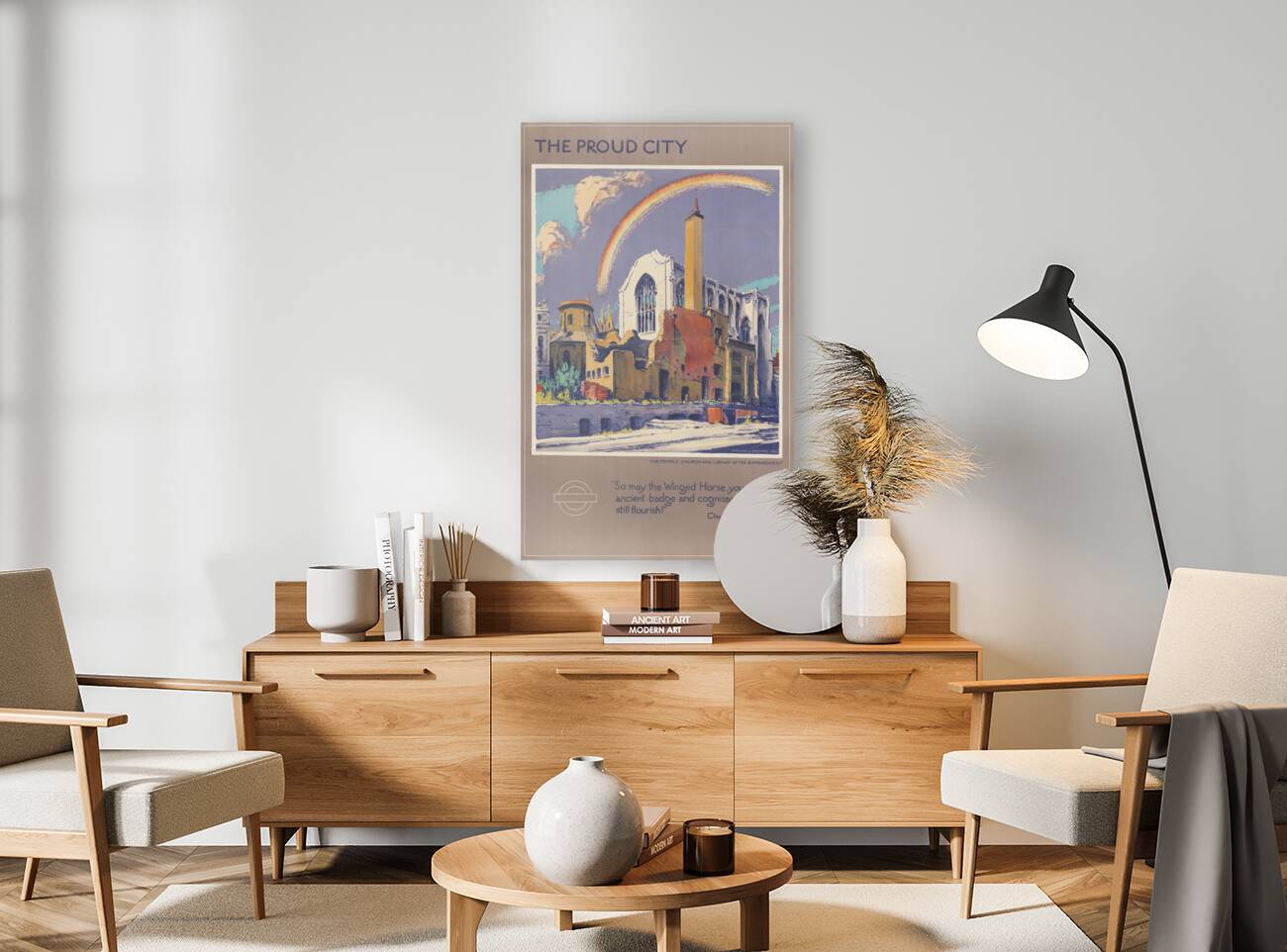 The Proud City – The Temple Church and Library After Bombardment Reproduction