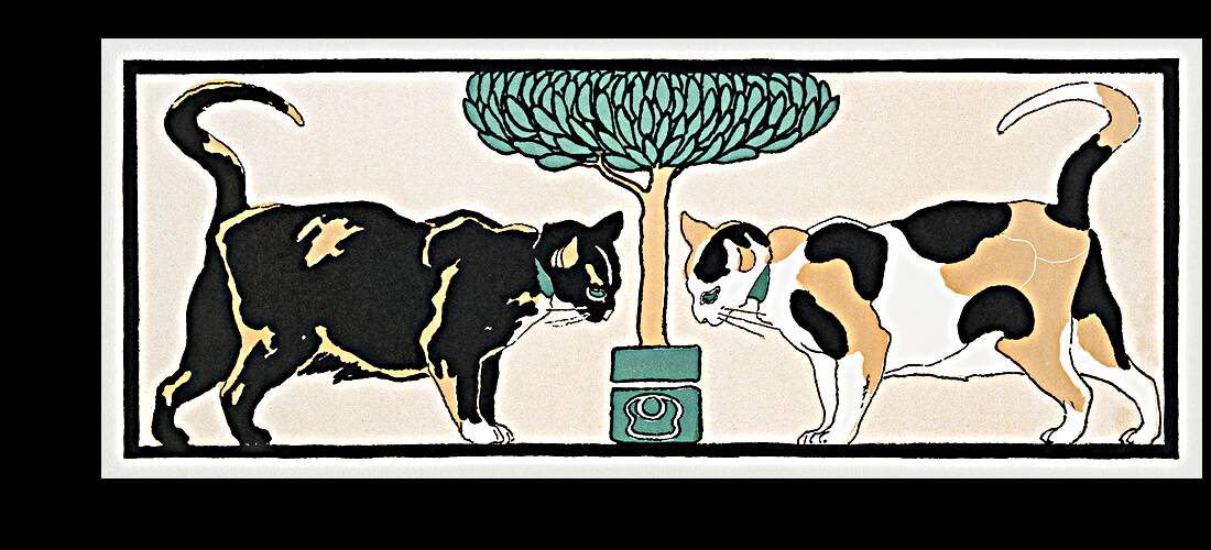 Cats under a tree 1898 by Edward Penfield. Reproduction