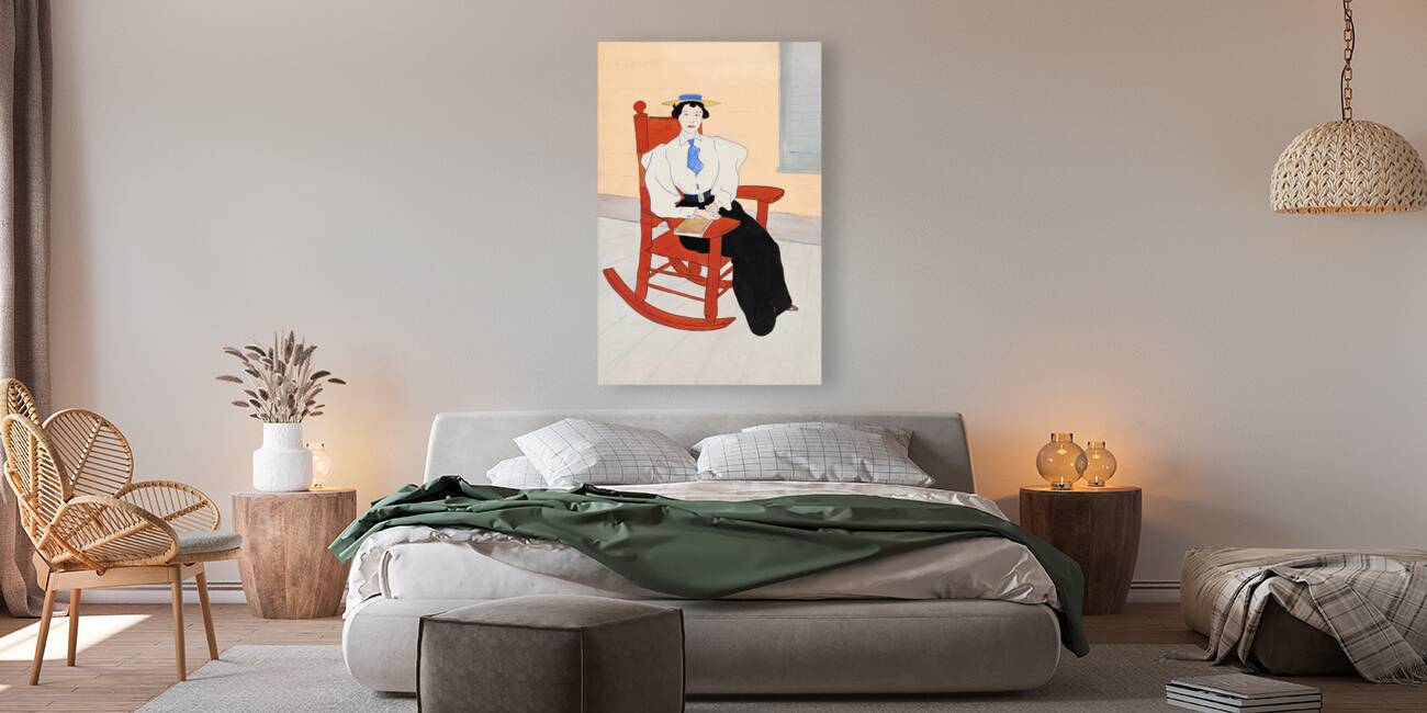 Young Woman Seated in a Red Rocking Chair ca. 1895-1900 by Edward Penfield Reproduction