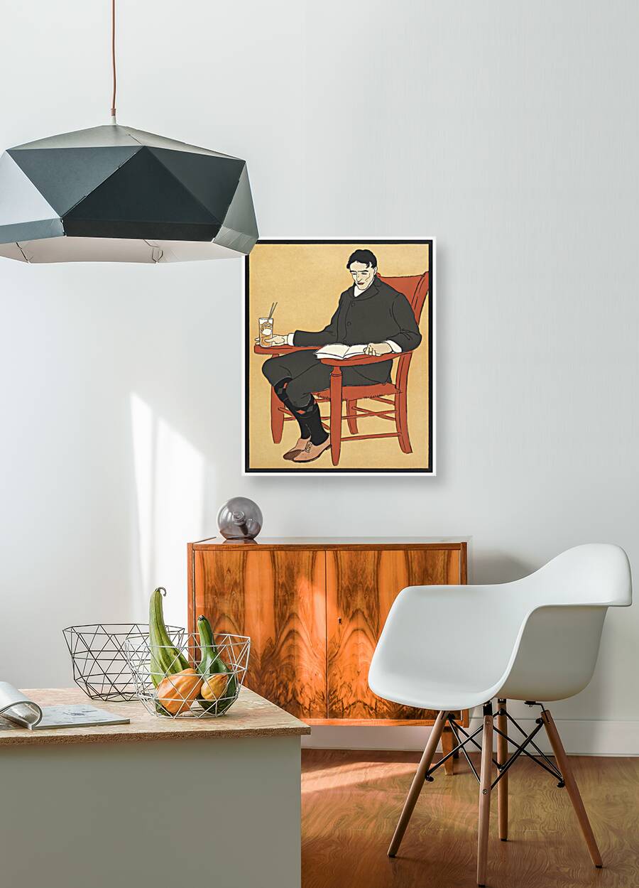 Man sitting in a chair during 19th-20th century by Edward Penfield Reproduction