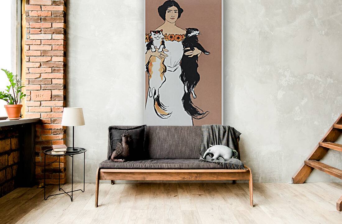 Woman holding cats 1898 by Edward Penfield Reproduction