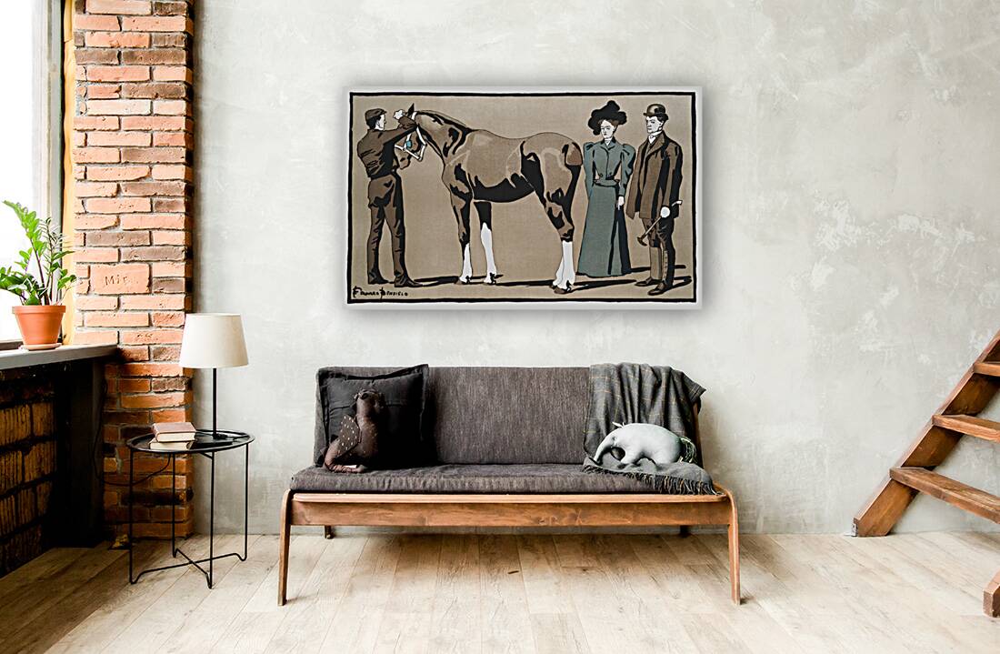 People and horse ca. 1890-1907  by Edward Penfield Reproduction