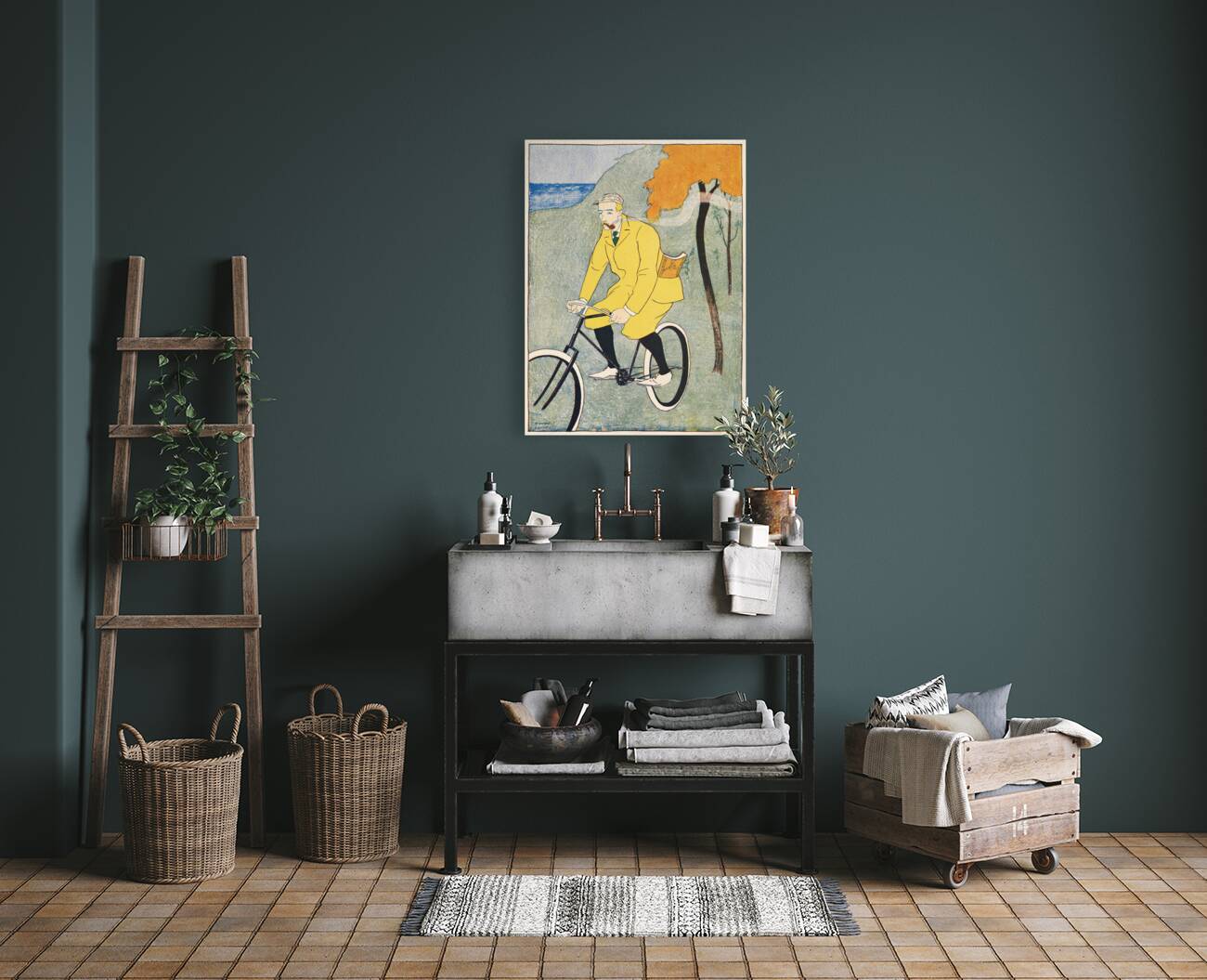 Man riding bicycle 1894 by Edward Penfield. Reproduction