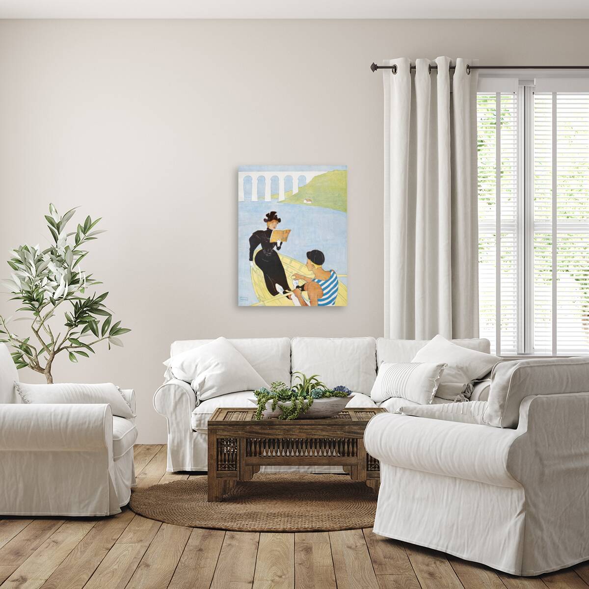 Woman reading in a row boat 1894 by Edward Penfield Reproduction