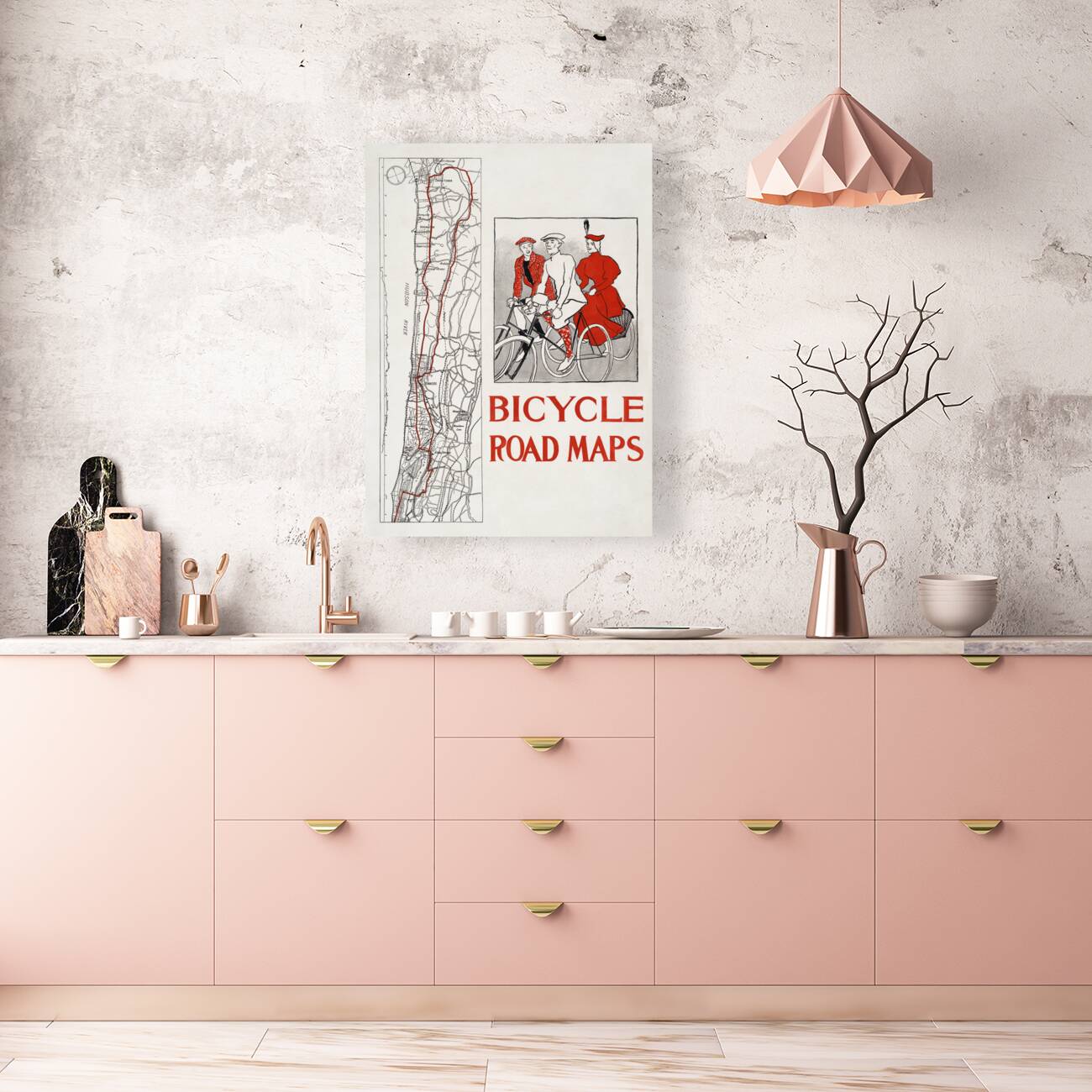 Bicycle road maps 1895 by Edward Penfield Reproduction