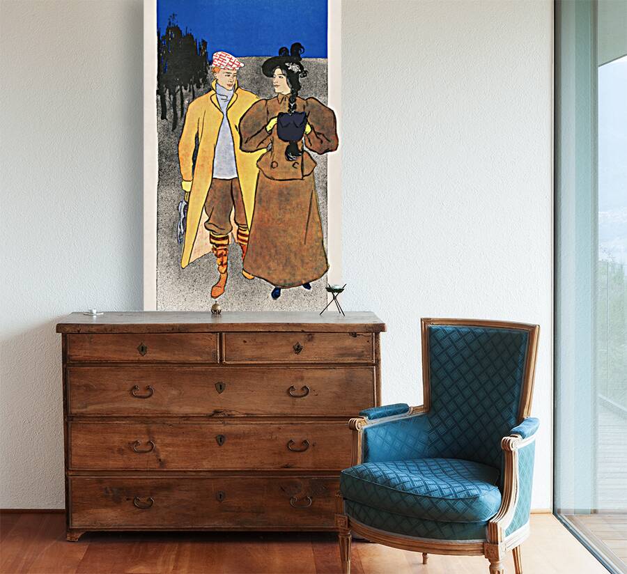 Man walking with woman 1896 by Edward Penfield Reproduction