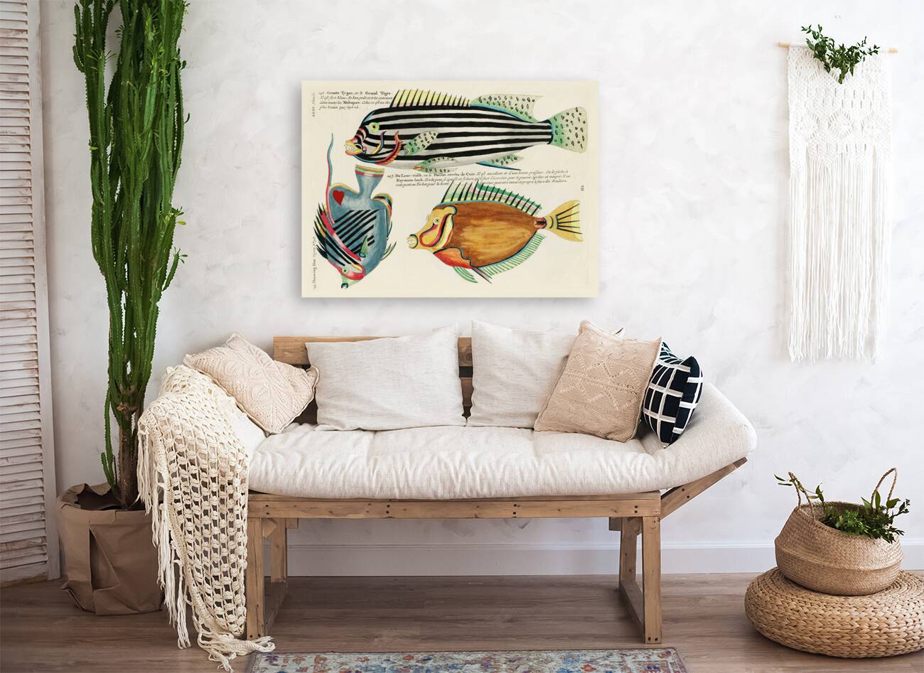 Colourful and surreal illustrations of fishes found in Moluccas Indonesia and the East Indies by Louis Renard 1678 -1746 from Histoire naturelle des plus rares curiositez de la mer des Indes 1754. Reproduction