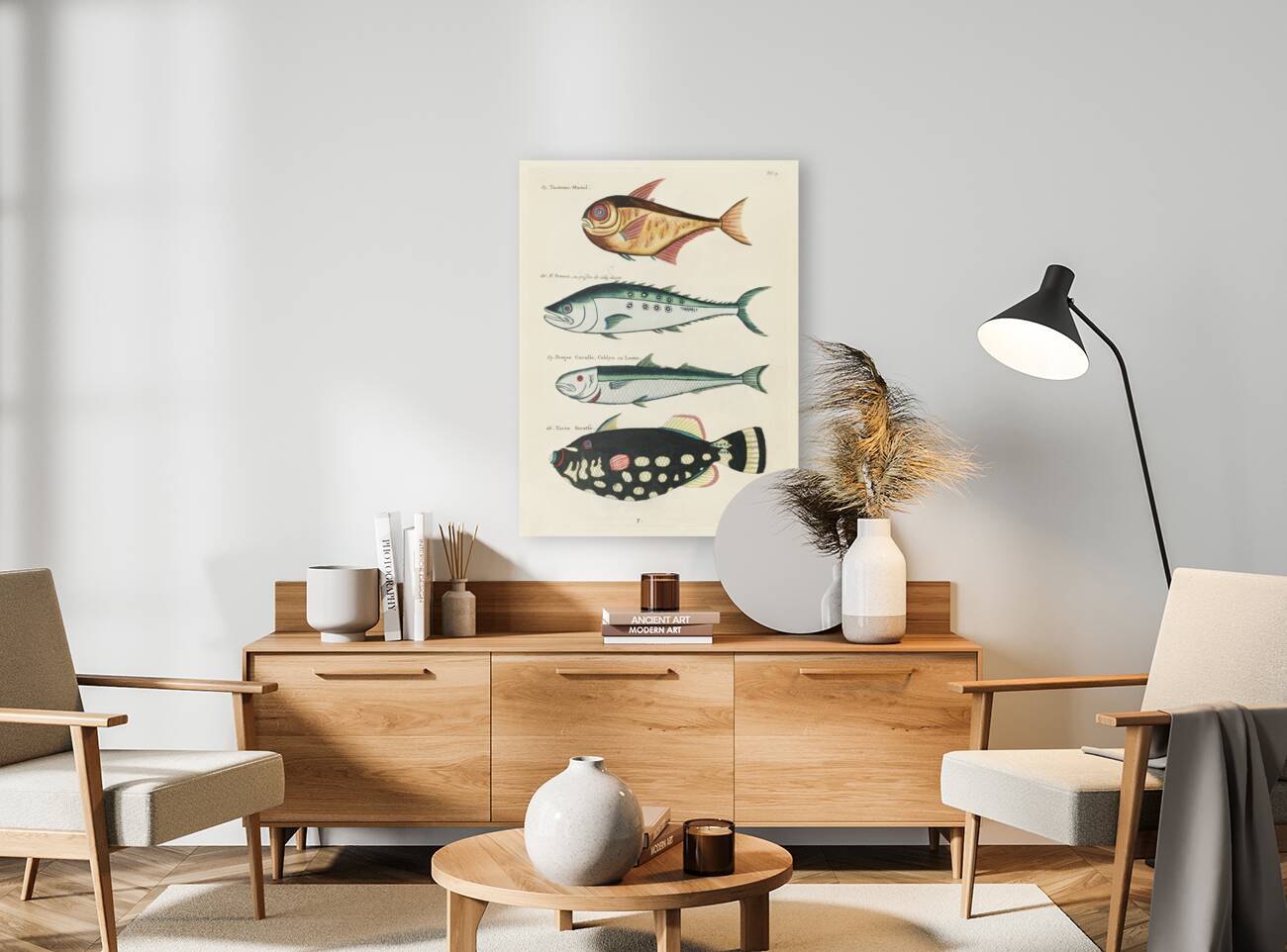 Colourful and surreal illustrations of fishes found in Moluccas Indonesia and the East Indies by Louis Renard 1678 -1746 from Histoire naturelle des plus rares curiositez de la mer des Indes 1754. Reproduction