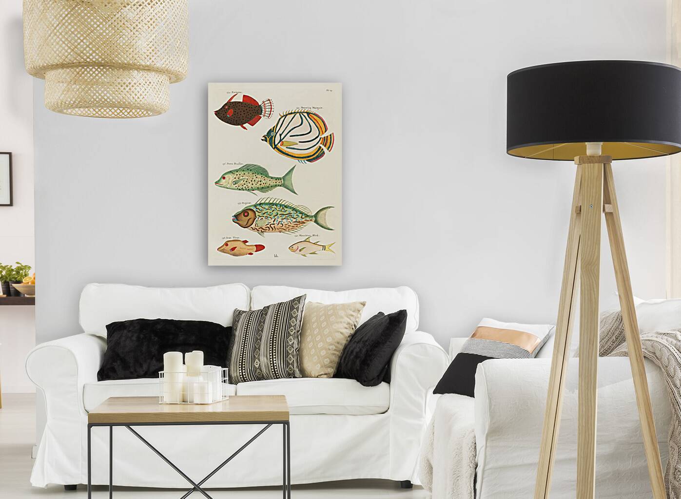 Colourful and surreal illustrations of fishes found in Moluccas Indonesia and the East Indies by Louis Renard 1678 -1746 from Histoire naturelle des plus rares curiositez de la mer des Indes 1754. Reproduction