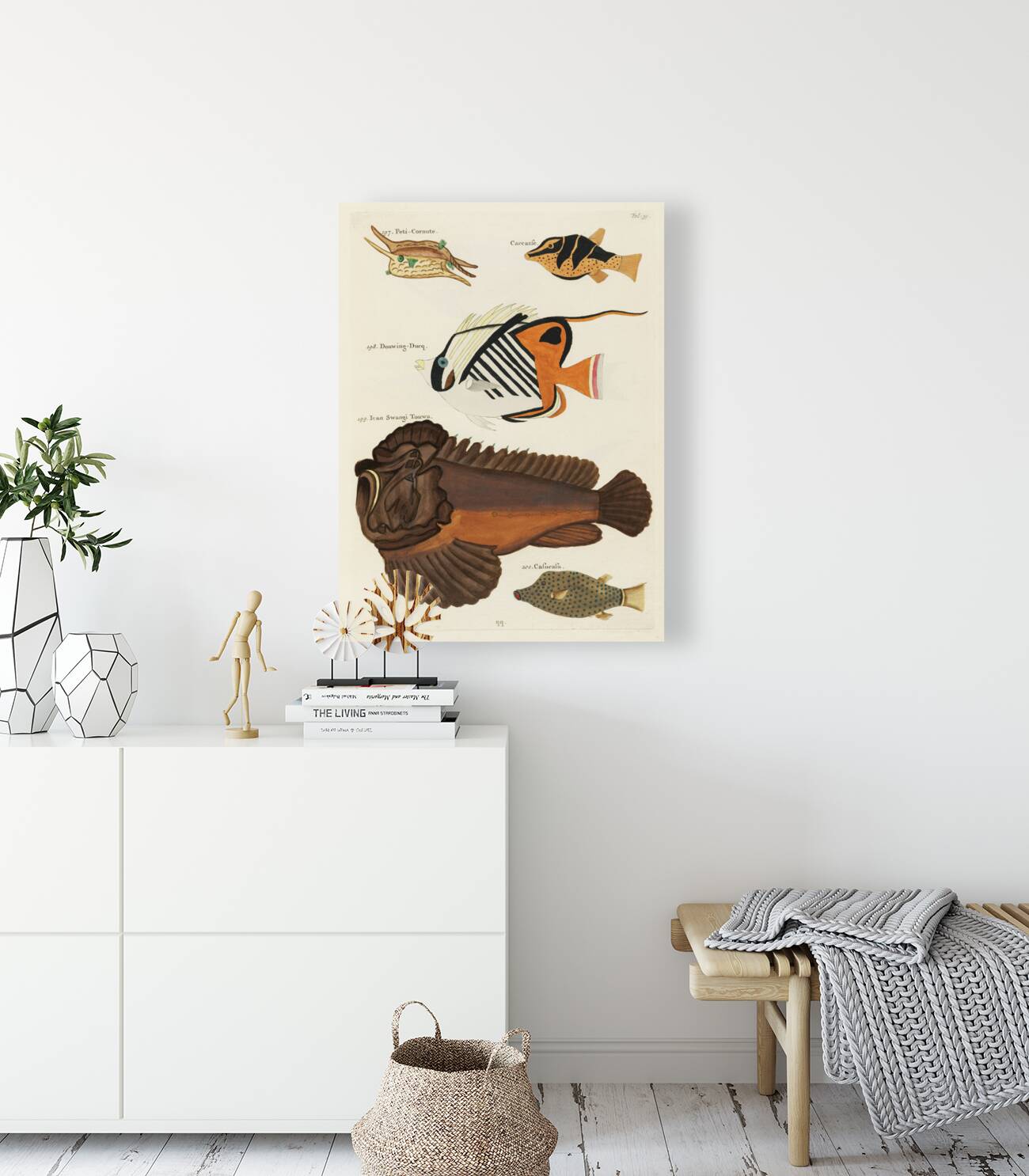 Colourful and surreal illustrations of fishes found in Moluccas Indonesia and the East Indies by Louis Renard 1678 -1746 from Histoire naturelle des plus rares curiositez de la mer des Indes 1754. Reproduction