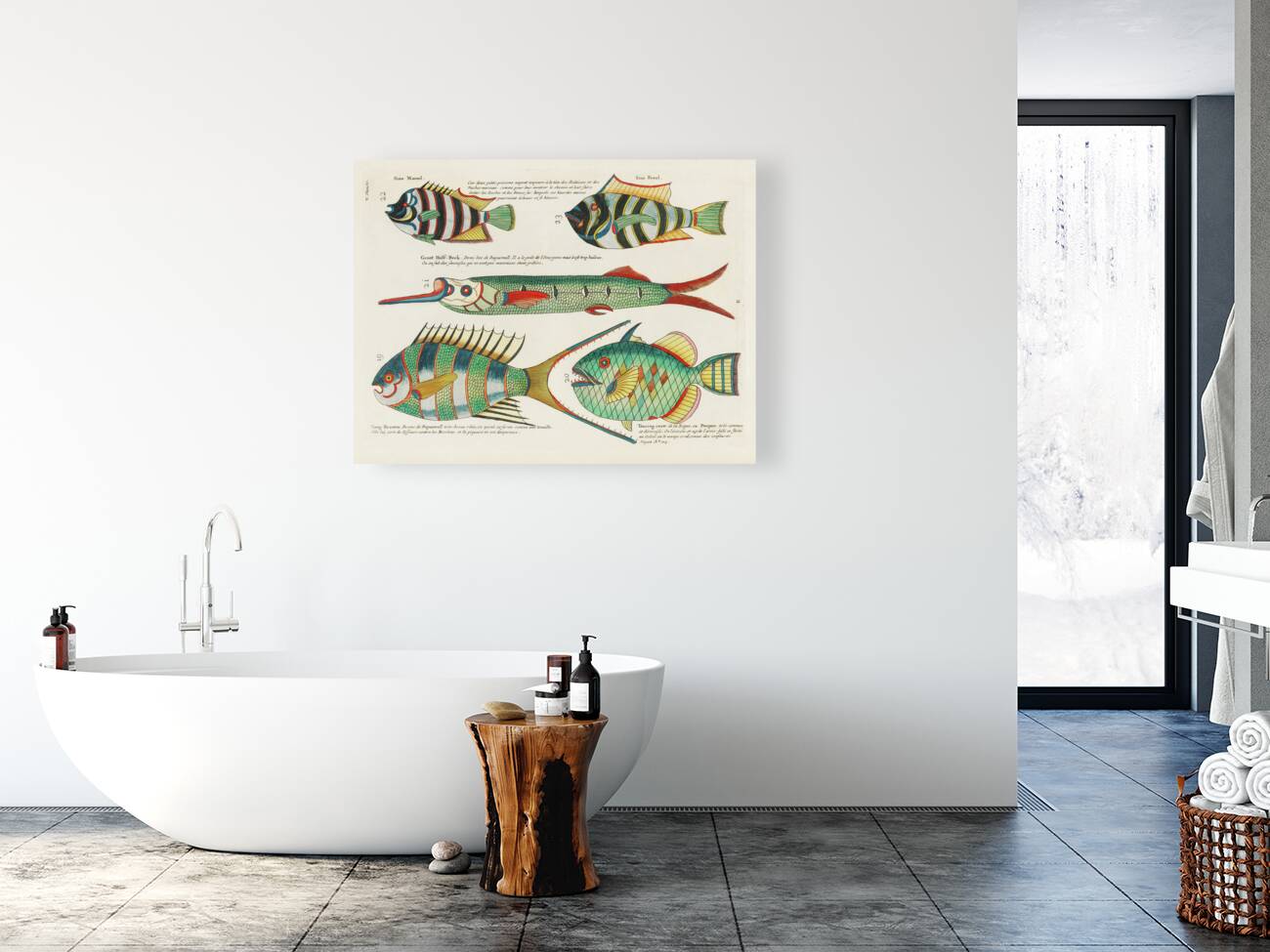 Colourful and surreal illustrations of fishes found in Moluccas Indonesia and the East Indies by Louis Renard 1678 -1746 from Histoire naturelle des plus rares curiositez de la mer des Indes 1754. Reproduction