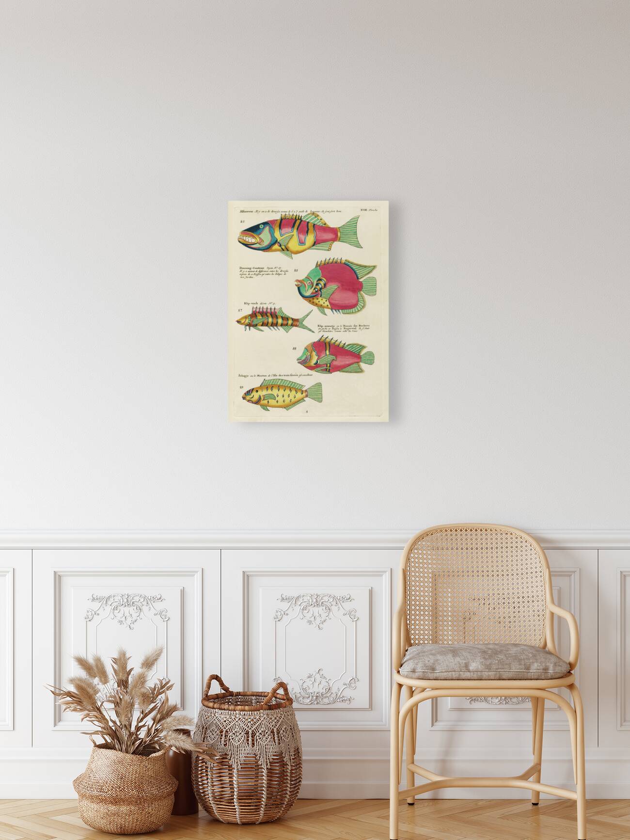 Colourful and surreal illustrations of fishes found in Moluccas Indonesia and the East Indies by Louis Renard 1678 -1746 from Histoire naturelle des plus rares curiositez de la mer des Indes 1754. Reproduction